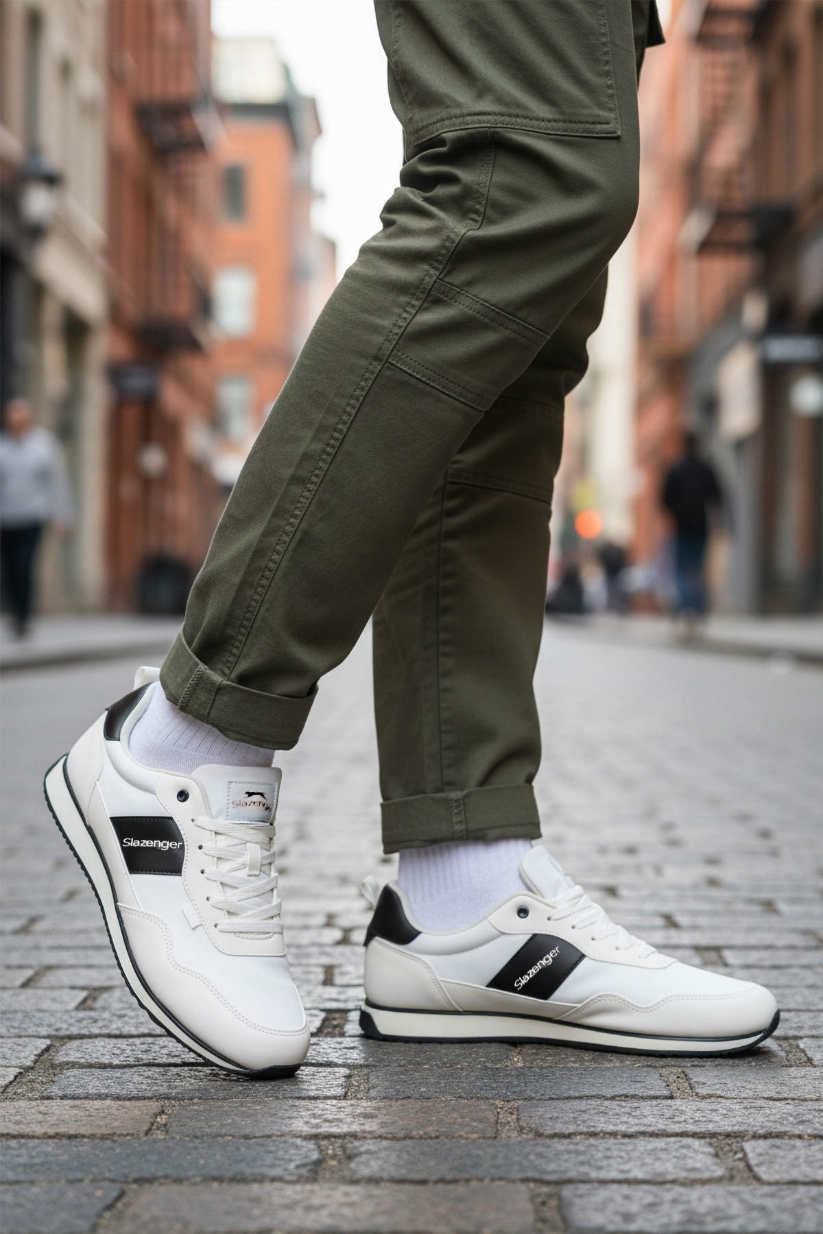 Beyaz Siyah Bağcıklı Cilt Erkek Spor Ayakkabı Offense M - Görsel 4