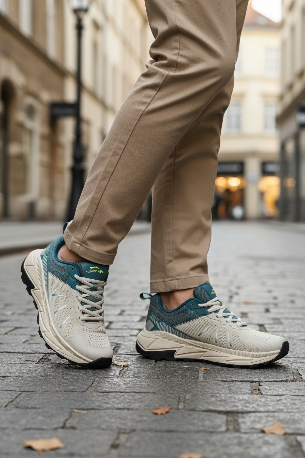 Beyaz Yeşil Fileli Hafif Esnek Erkek Spor Ayakkabı Warren M - Görsel 4