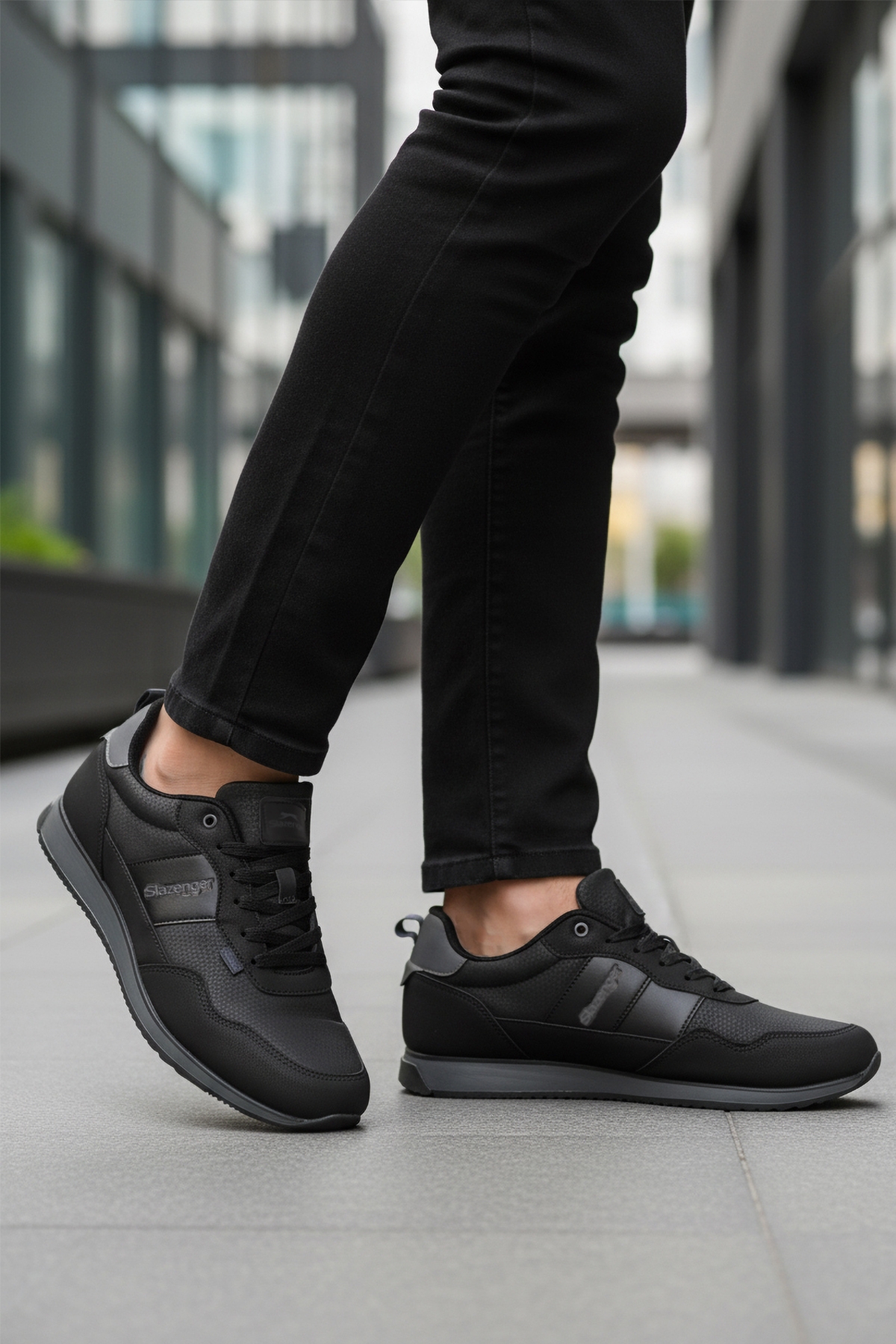 Siyah Füme Bağcıklı Cilt Erkek Spor Ayakkabı Offense M - Görsel 4