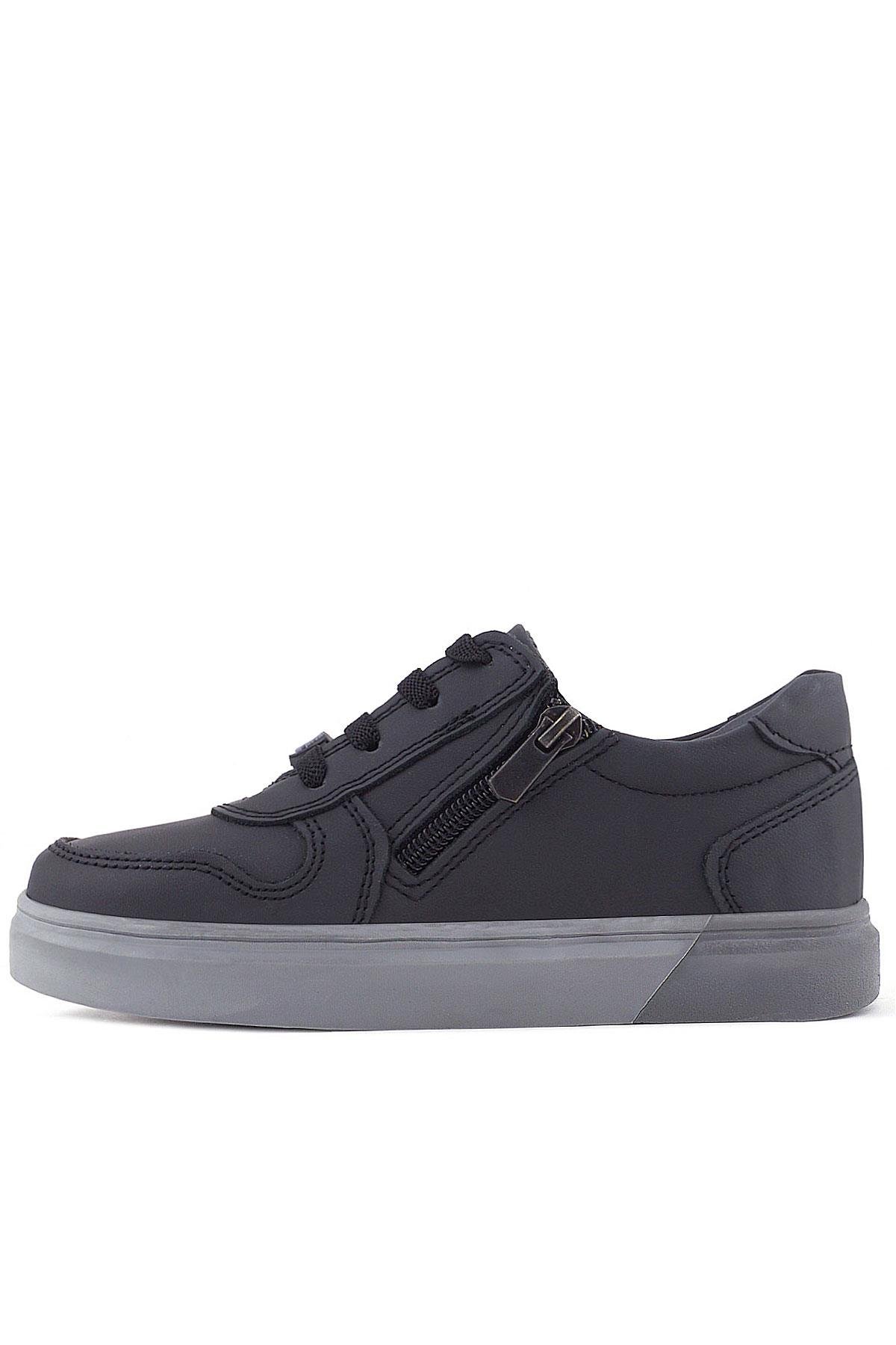 Hakiki Deri Siyah Gri Tabanlı Günlük Erkek Çocuk Okul Ayakkabısı - Görsel 6