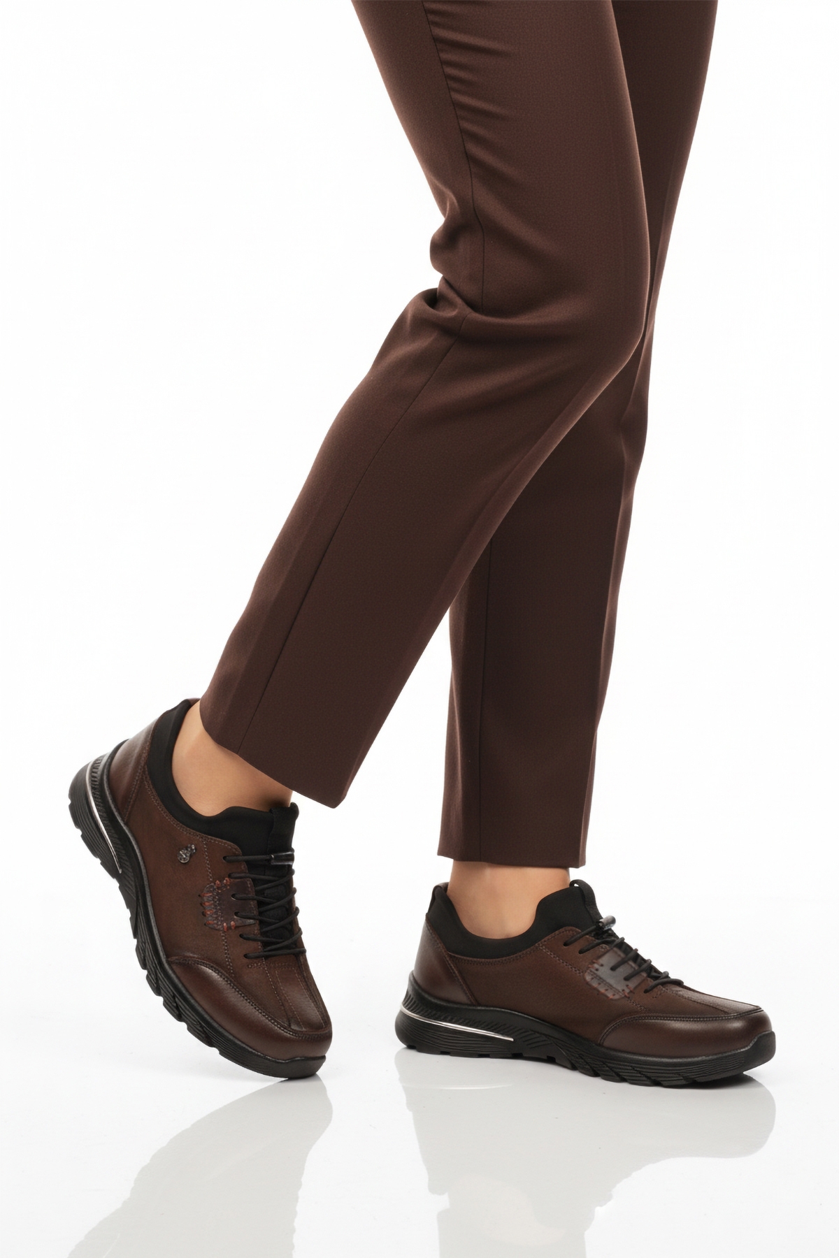 Kahve Nubuk Hakiki Deri Anatomik Kadın Casual Ayakkabı PLV061 Z - Görsel 2