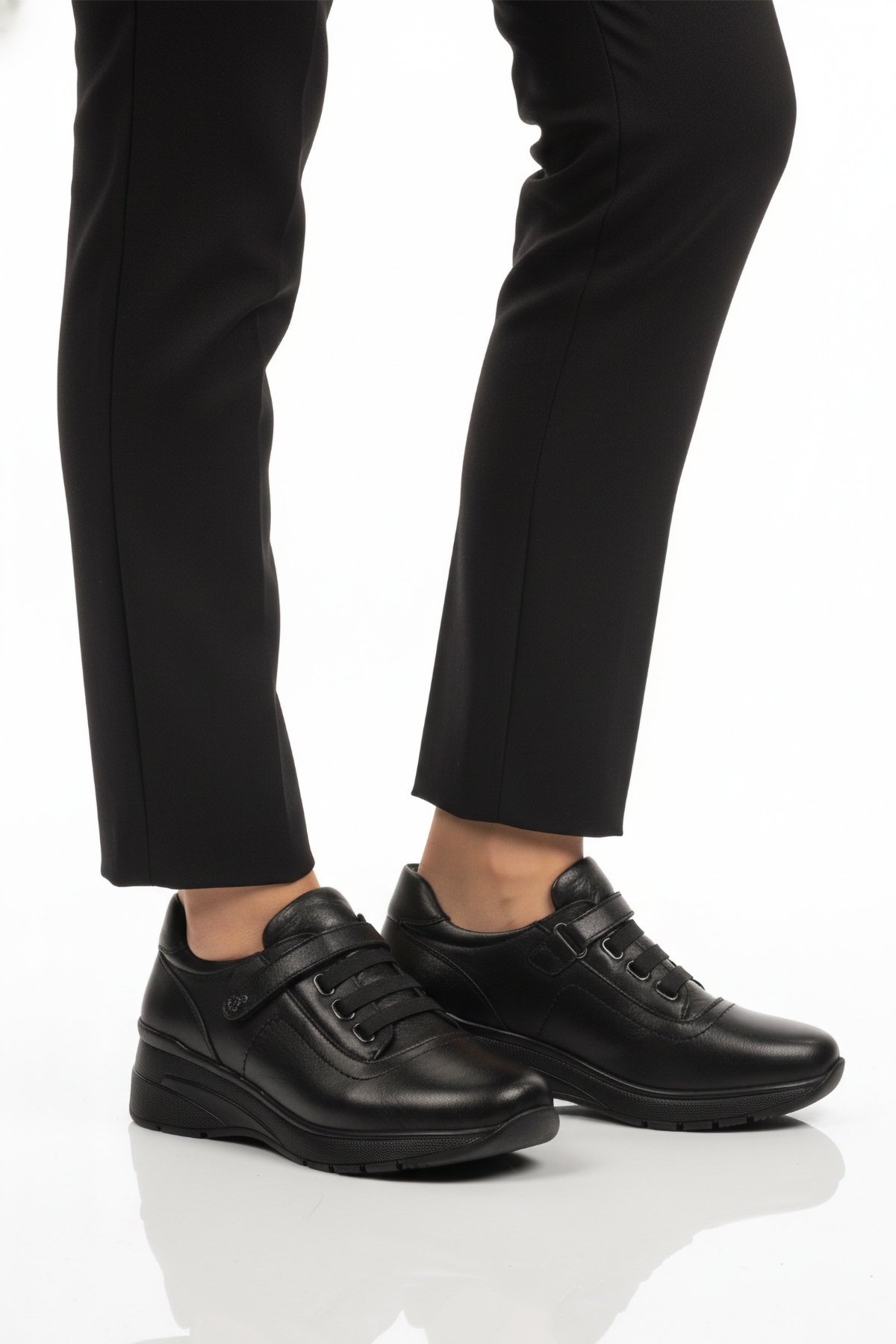 Siyah Hakiki Deri Anatomik Kadın Casual Ayakkabı PLV144 Z - Görsel 2