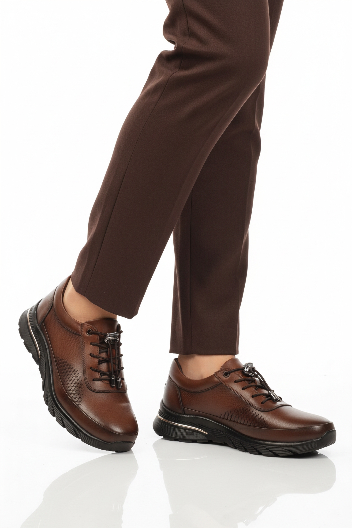 Taba Hakiki Deri Anatomik Kadın Casual Ayakkabı PLV020 Z - Görsel 2