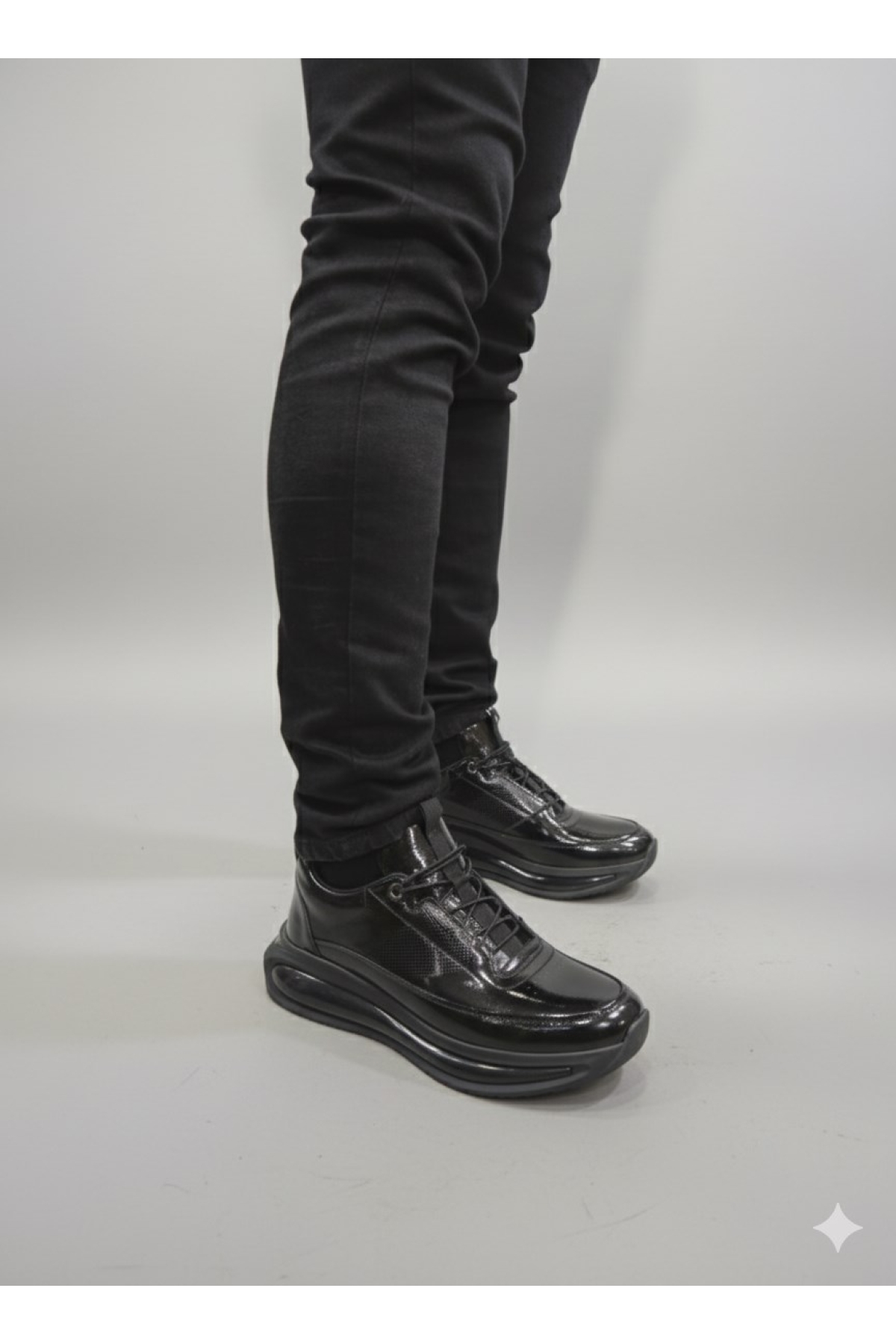 Lastik Bağcıklı Nokta Lazer Baskılı Köpük Taban Erkek Sneaker Ayakkabı 22053 - Görsel 2