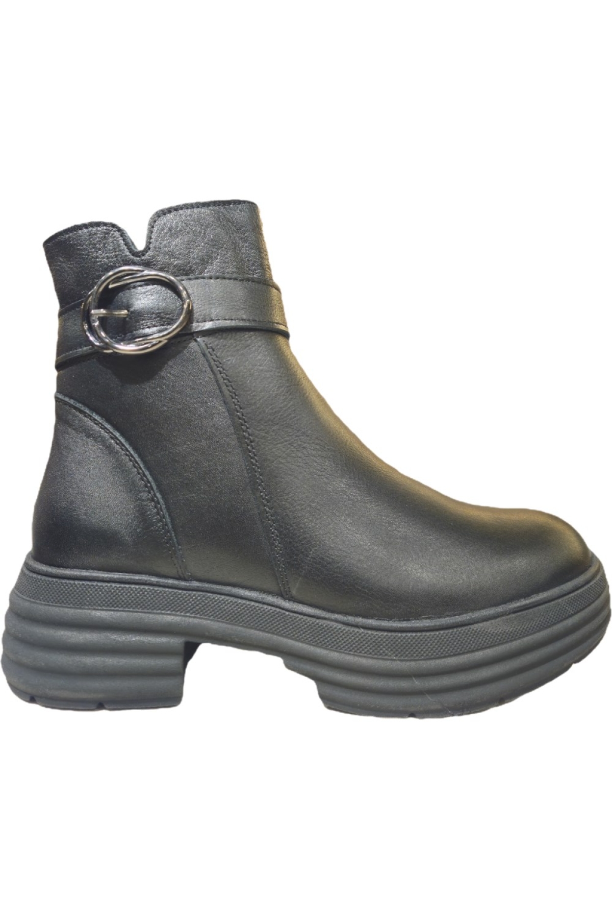 Toka Aksesuarlı Hakiki Deri Kalın Kaymaz Taban Kadın Bot Z326 - Görsel 3