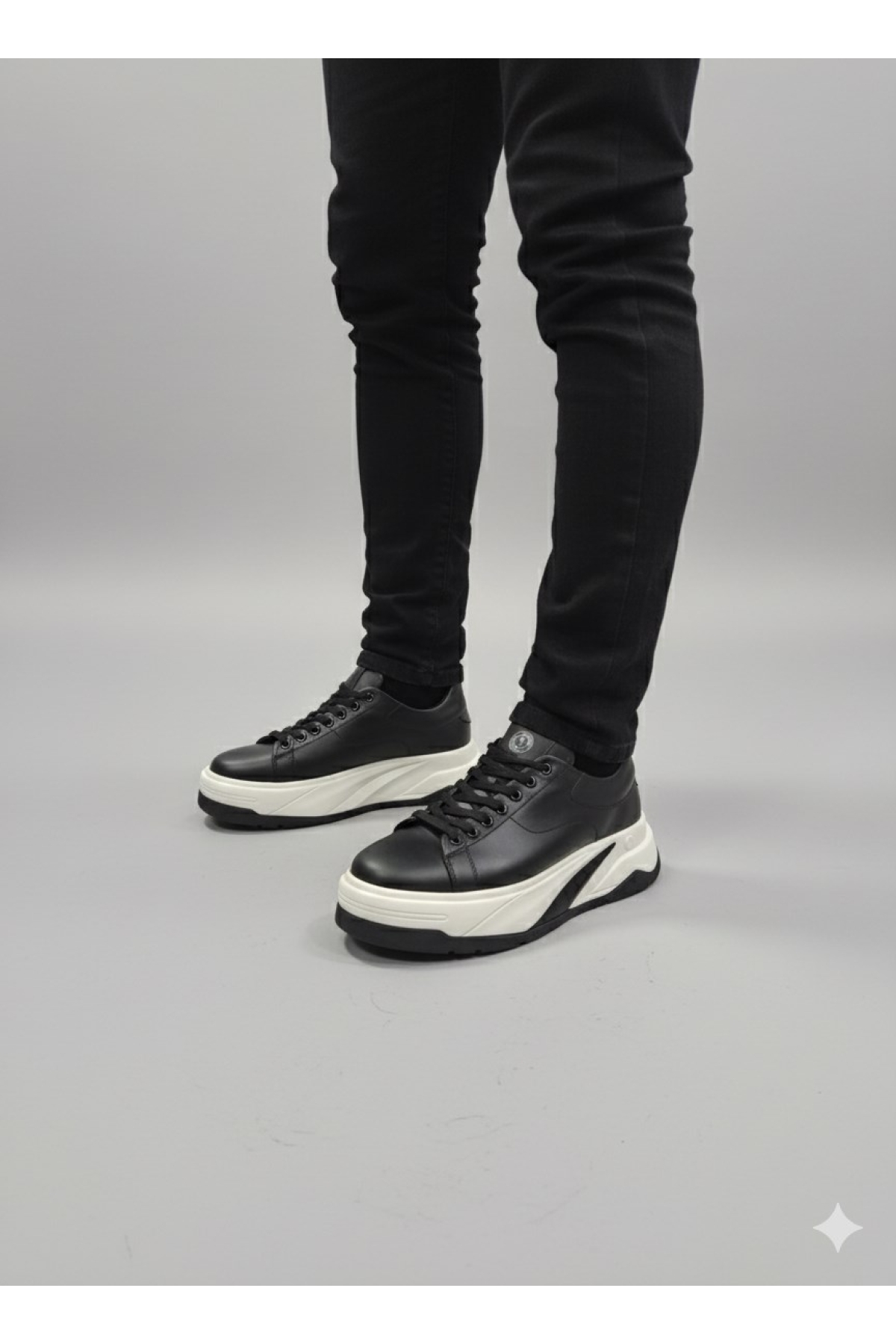 Bağcıklı Hakiki Deri Kalın Düz Taban Erkek Sneaker Ayakkabı 22216 - Görsel 3