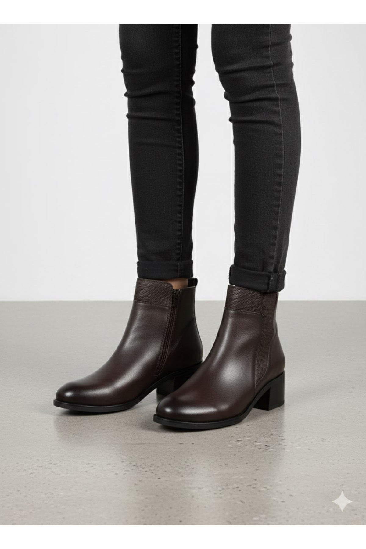 5cm Kalın Topuklu Hakiki Deri Kadın Bot Z385 - Görsel 3