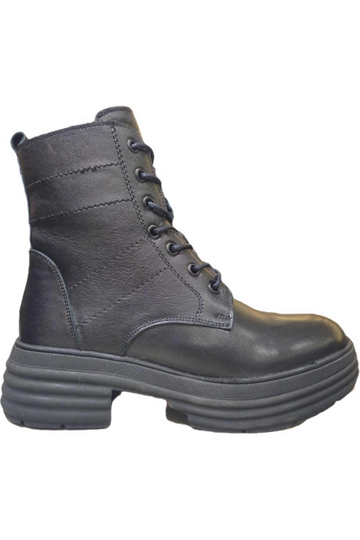 Bağcıklı Fermuarlı Kalın Taban Kaymaz Hakiki Deri Kadın Bot Z328 - Görsel 3