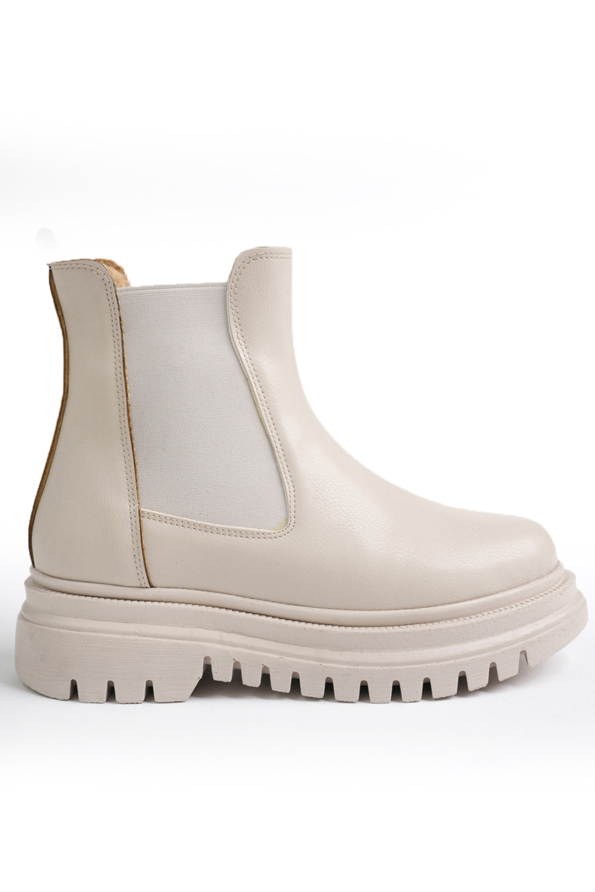 Su Geçirmez İçi Kürklü Yanlar Lastikli Çok Hafif Dikişli Taban Garantili Kışlık Bej - Görsel 2