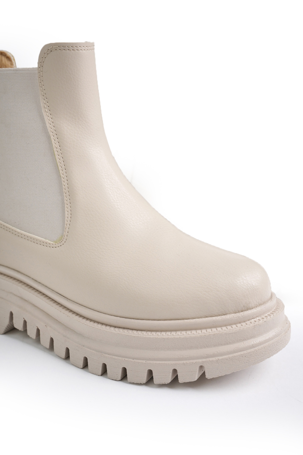 Su Geçirmez İçi Kürklü Yanlar Lastikli Çok Hafif Dikişli Taban Garantili Kışlık Bej - Görsel 3