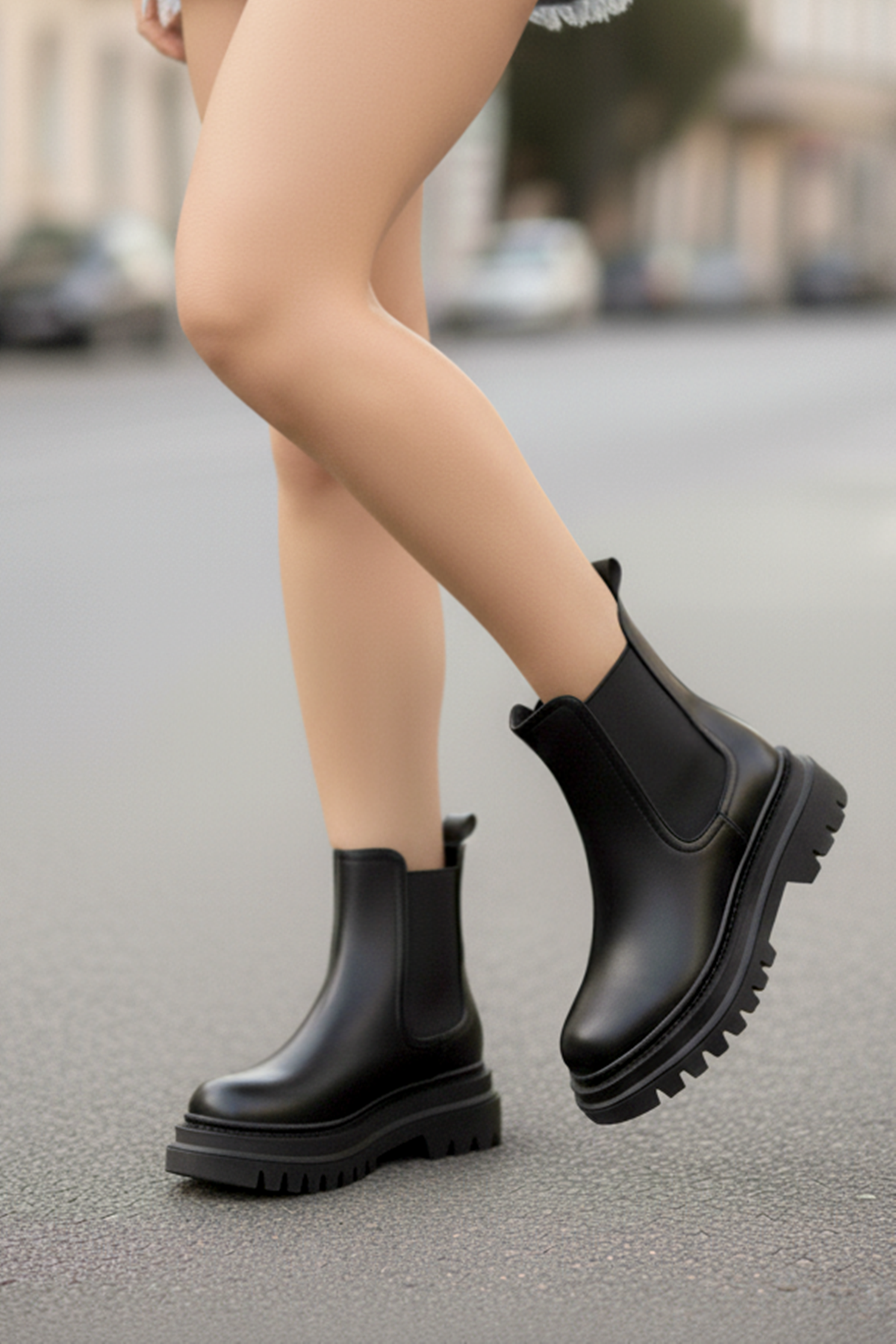 Su Geçirmez İçi Kürklü Yanlar Lastikli Çok Hafif Dikişli Taban Garantili Kışlık Siyah - Görsel 3