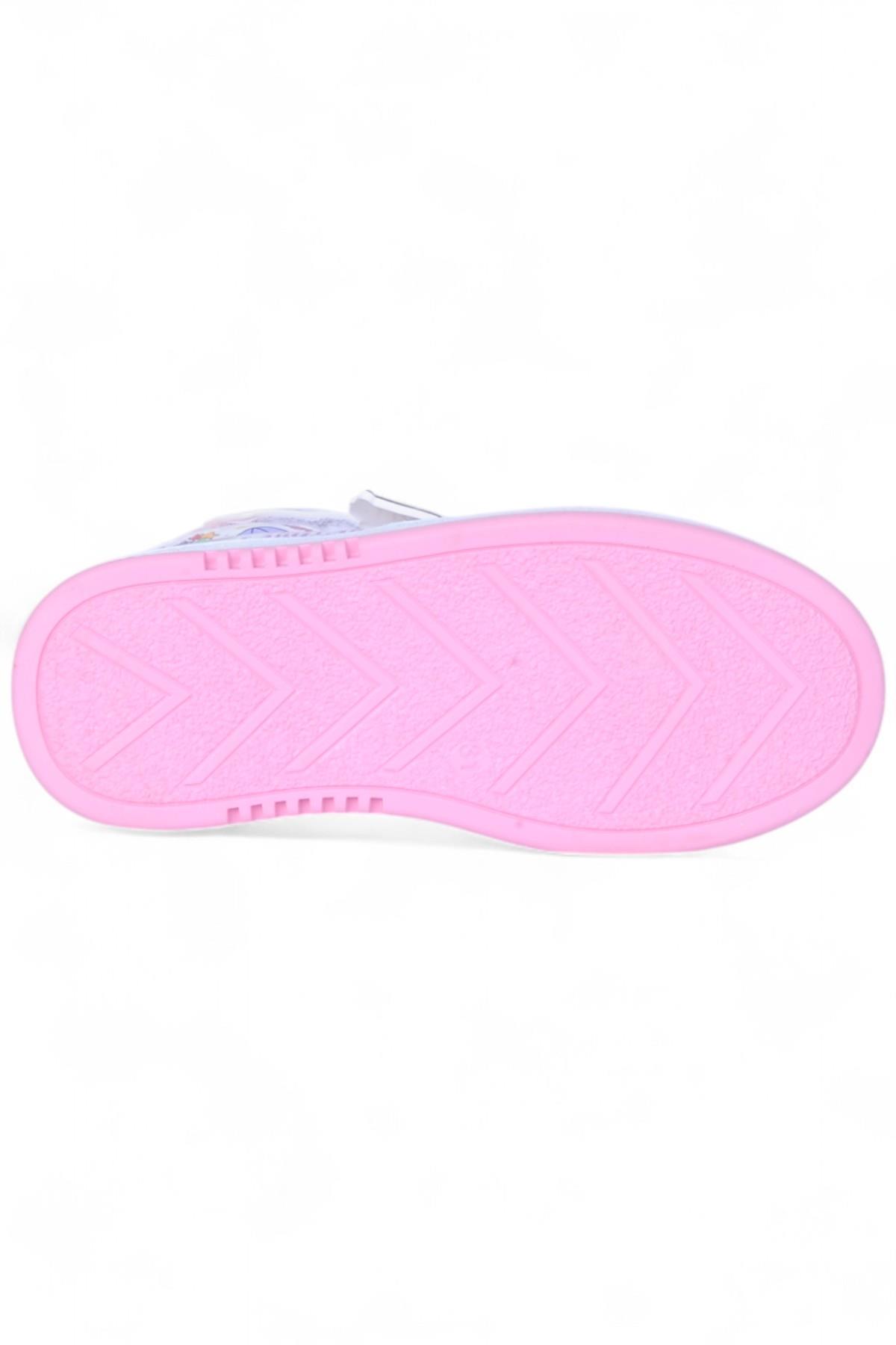 4444 Beyaz Cırtlı Boğazlı Kız Çocuk Spor Ayakkabı - Görsel 5