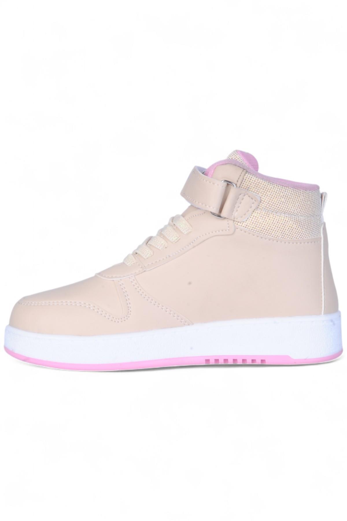 4444 Bej Cırtlı Boğazlı Kız Çocuk Spor Ayakkabı - Görsel 4