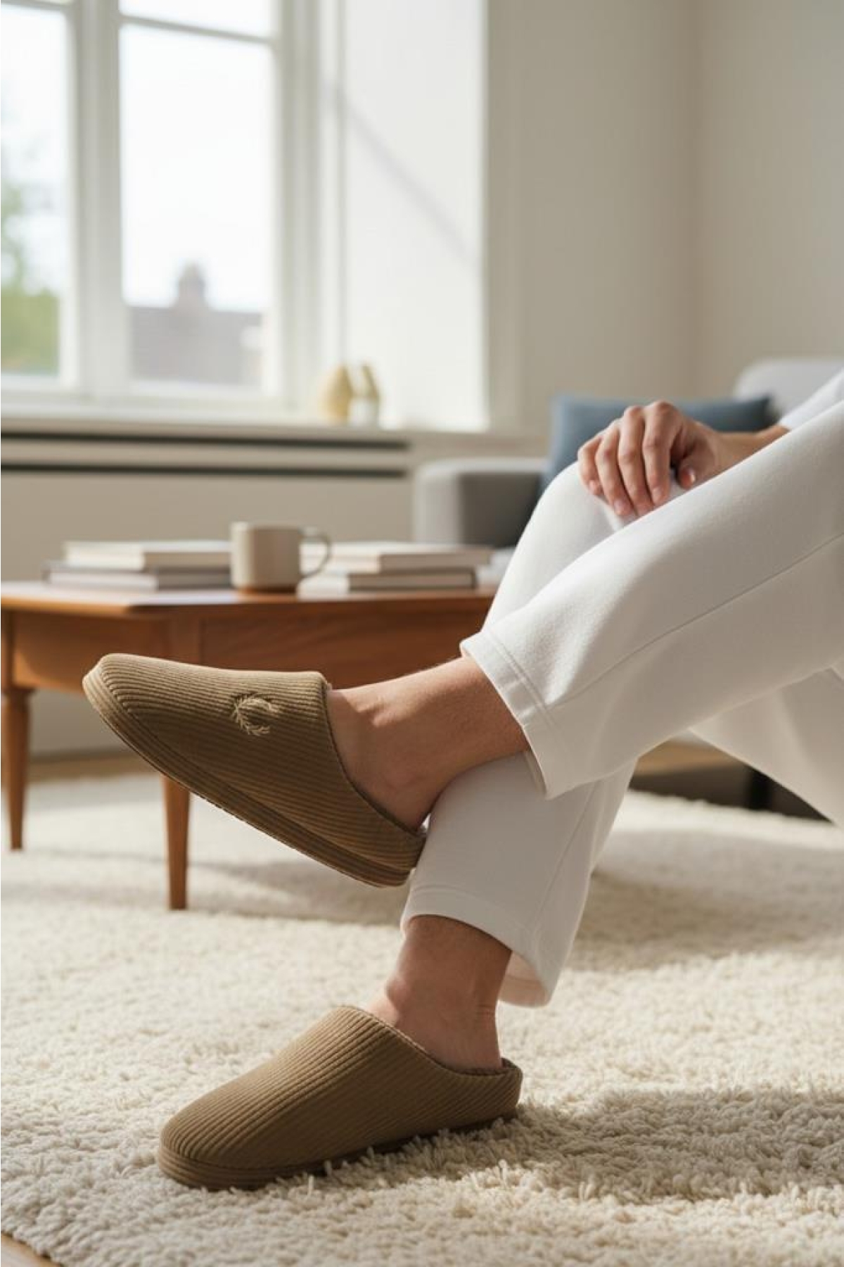 Erkek Ev Terliği Ses Yapmayan Yumuşak Rahat Taban İçi Yünlü Terlik - Görsel 2