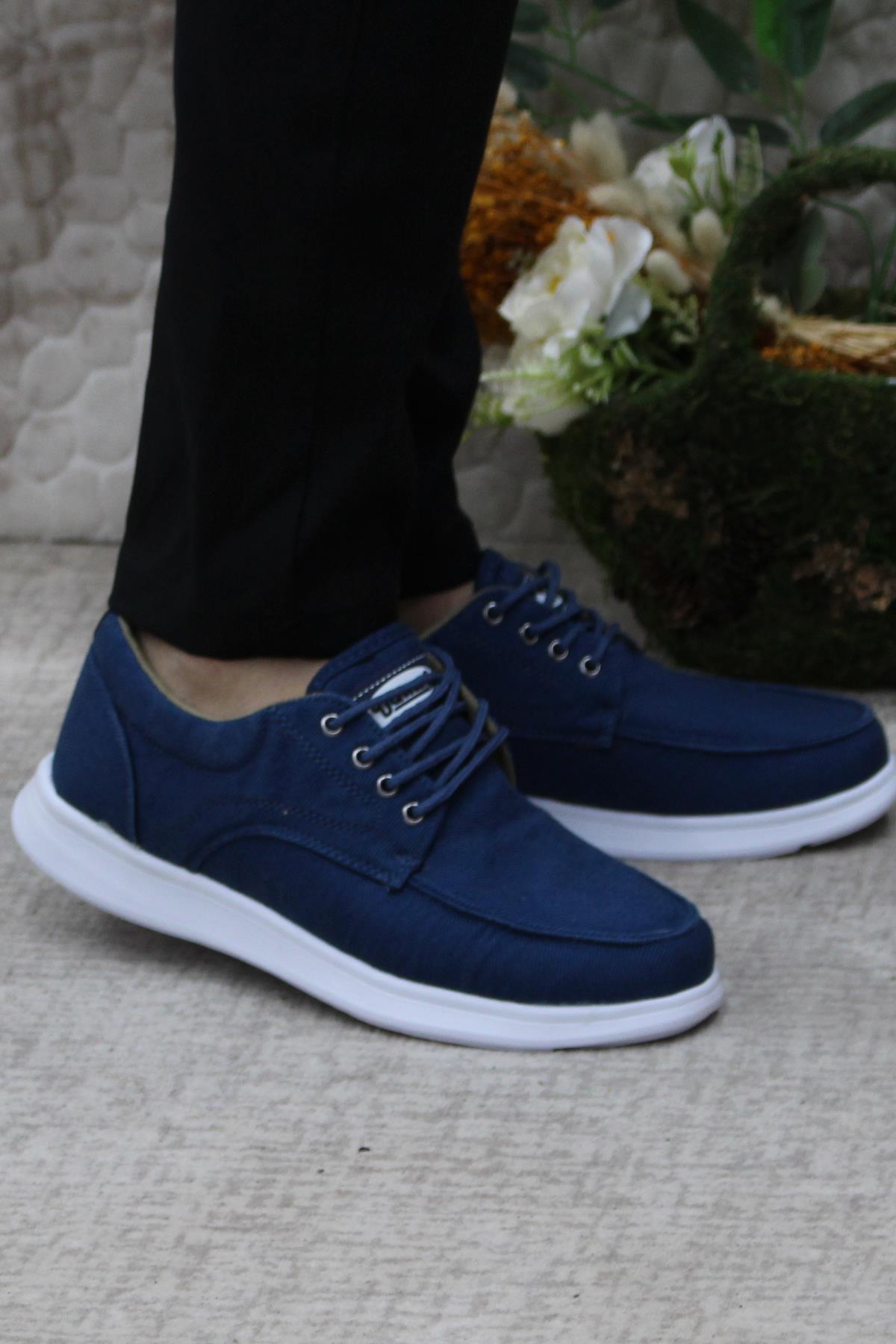 Dks 023 Mavi Hafif Rahat Keten Sneaker Erkek Ayakkabı - Görsel 2