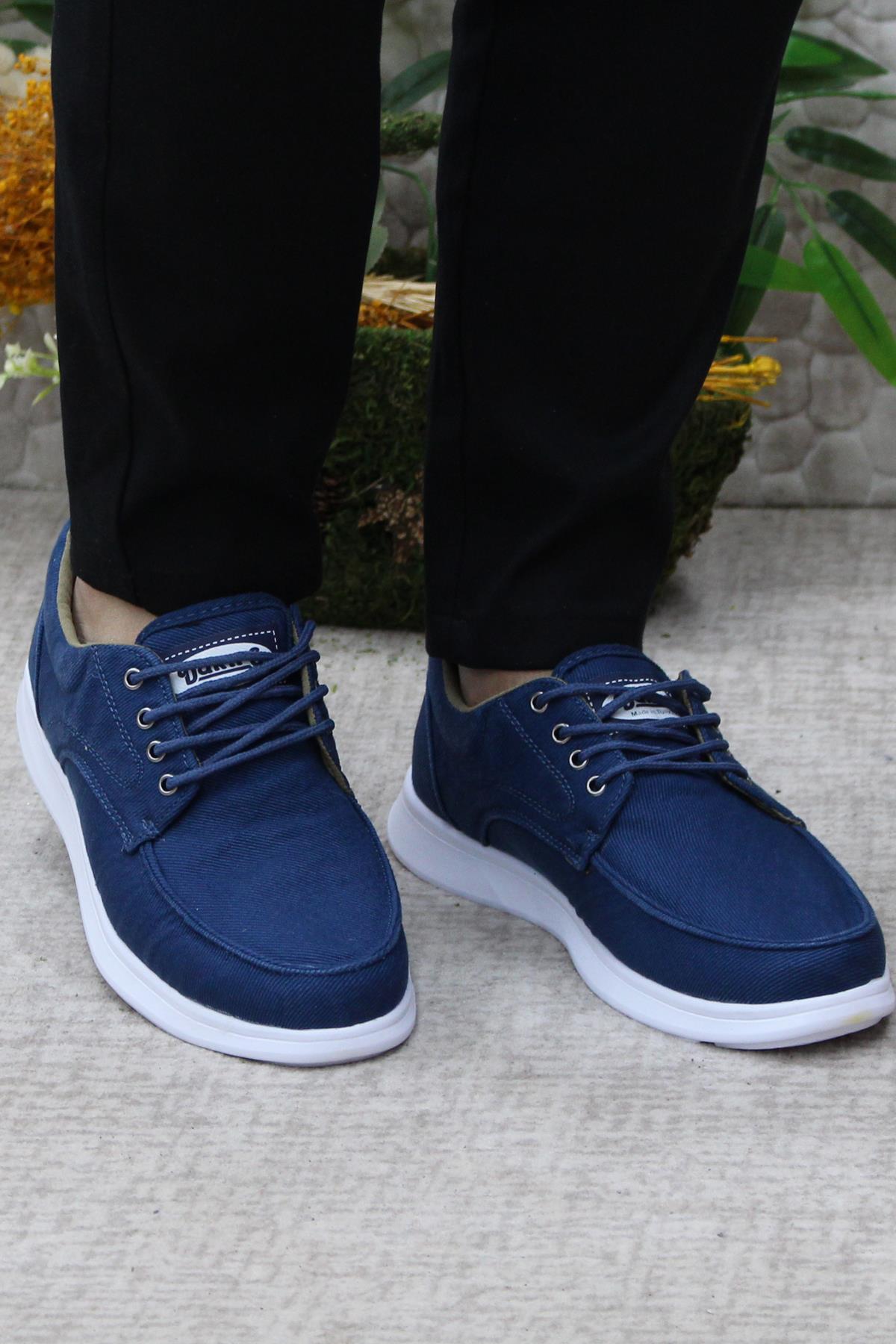 Dks 023 Mavi Hafif Rahat Keten Sneaker Erkek Ayakkabı - Görsel 3