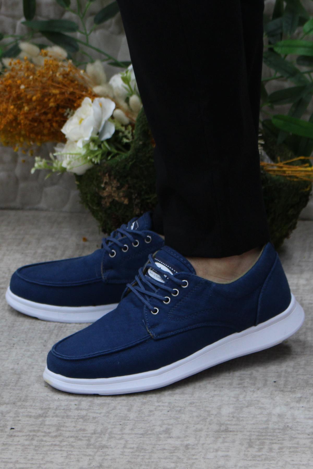 Dks 023 Mavi Hafif Rahat Keten Sneaker Erkek Ayakkabı - Görsel 4