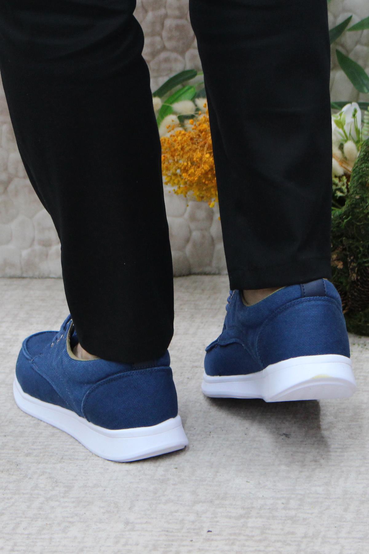 Dks 023 Mavi Hafif Rahat Keten Sneaker Erkek Ayakkabı - Görsel 5