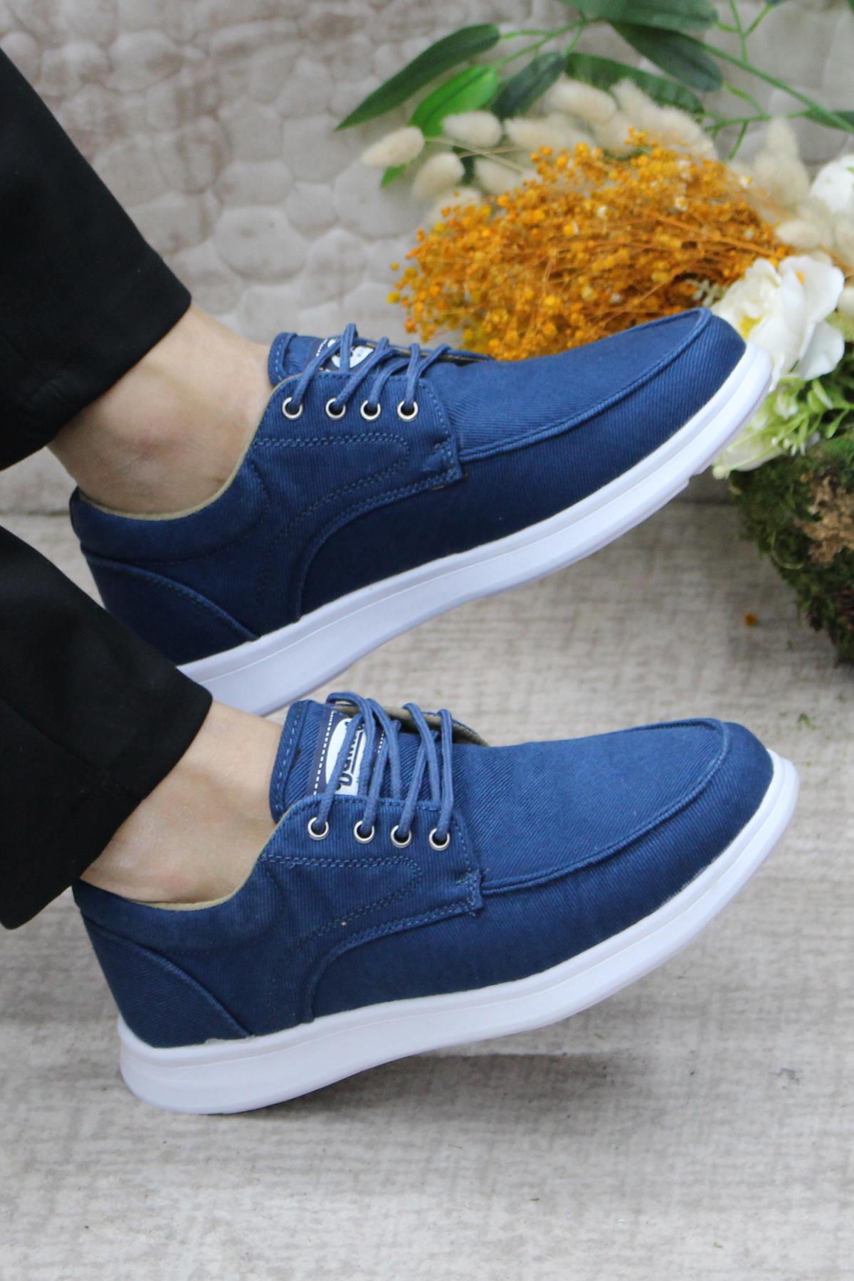 Dks 023 Mavi Hafif Rahat Keten Sneaker Erkek Ayakkabı - Görsel 6