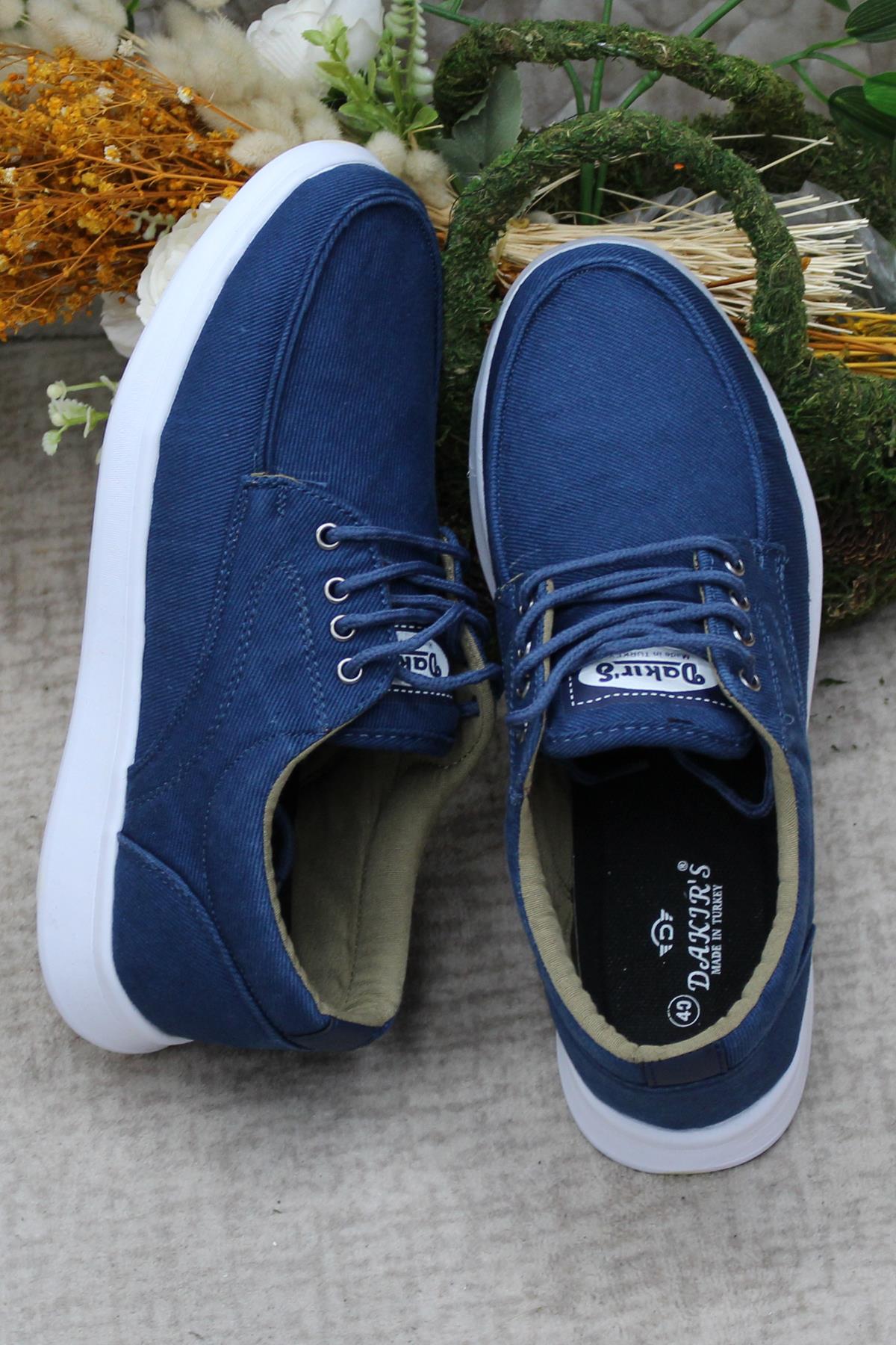Dks 023 Mavi Hafif Rahat Keten Sneaker Erkek Ayakkabı - Görsel 7
