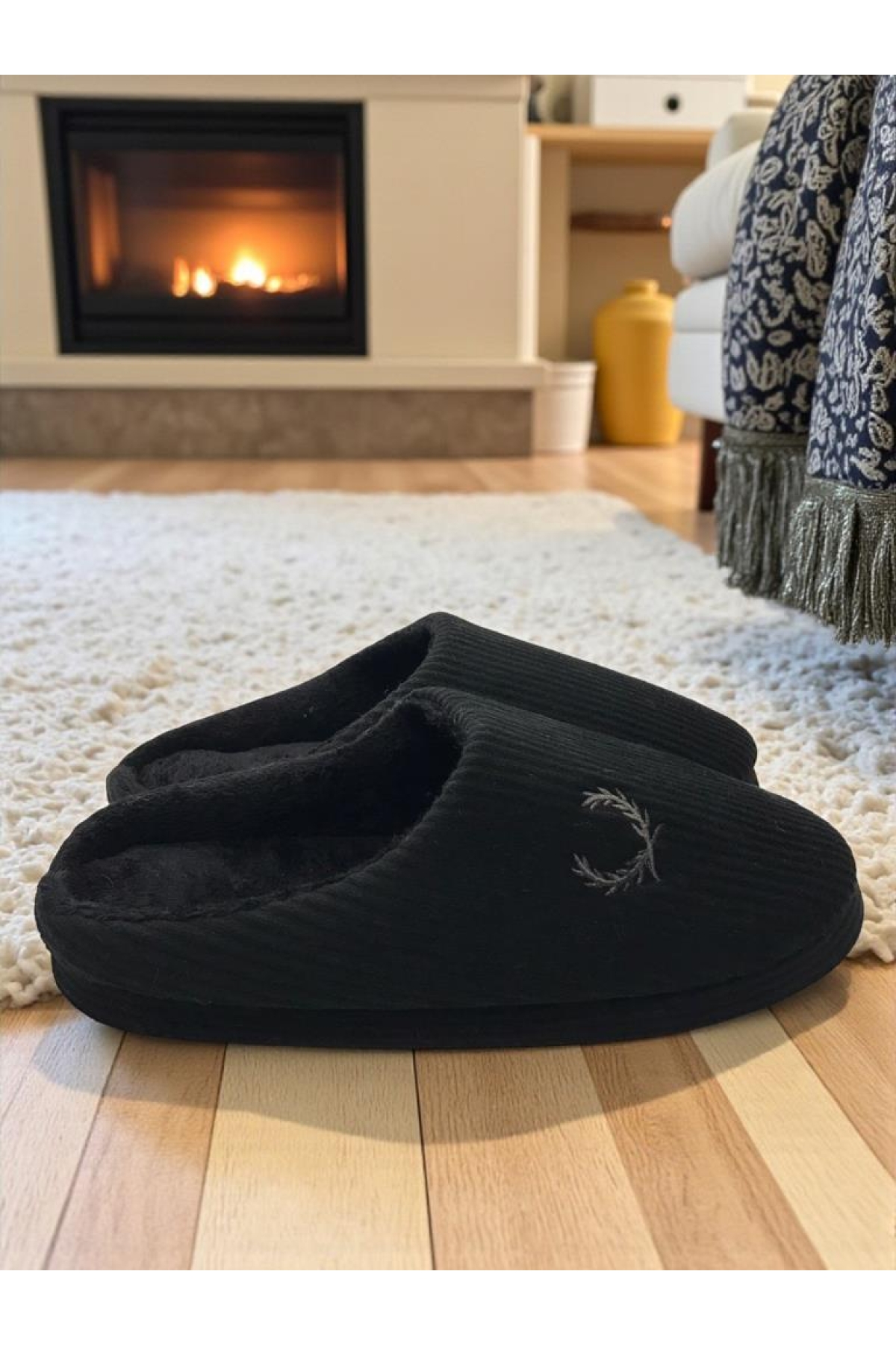 Erkek Ev Terliği Ses Yapmayan Yumuşak Rahat Taban İçi Yünlü Terlik - Görsel 4