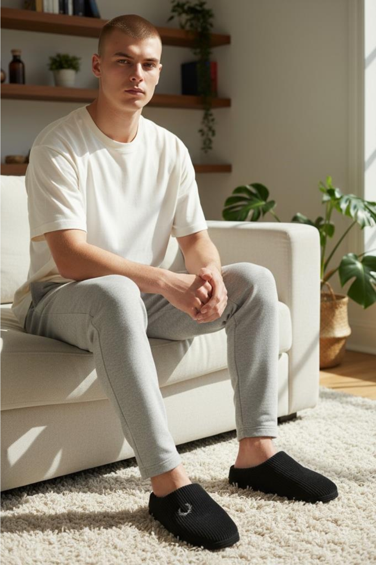 Erkek Ev Terliği Ses Yapmayan Yumuşak Rahat Taban İçi Yünlü Terlik - Görsel 5