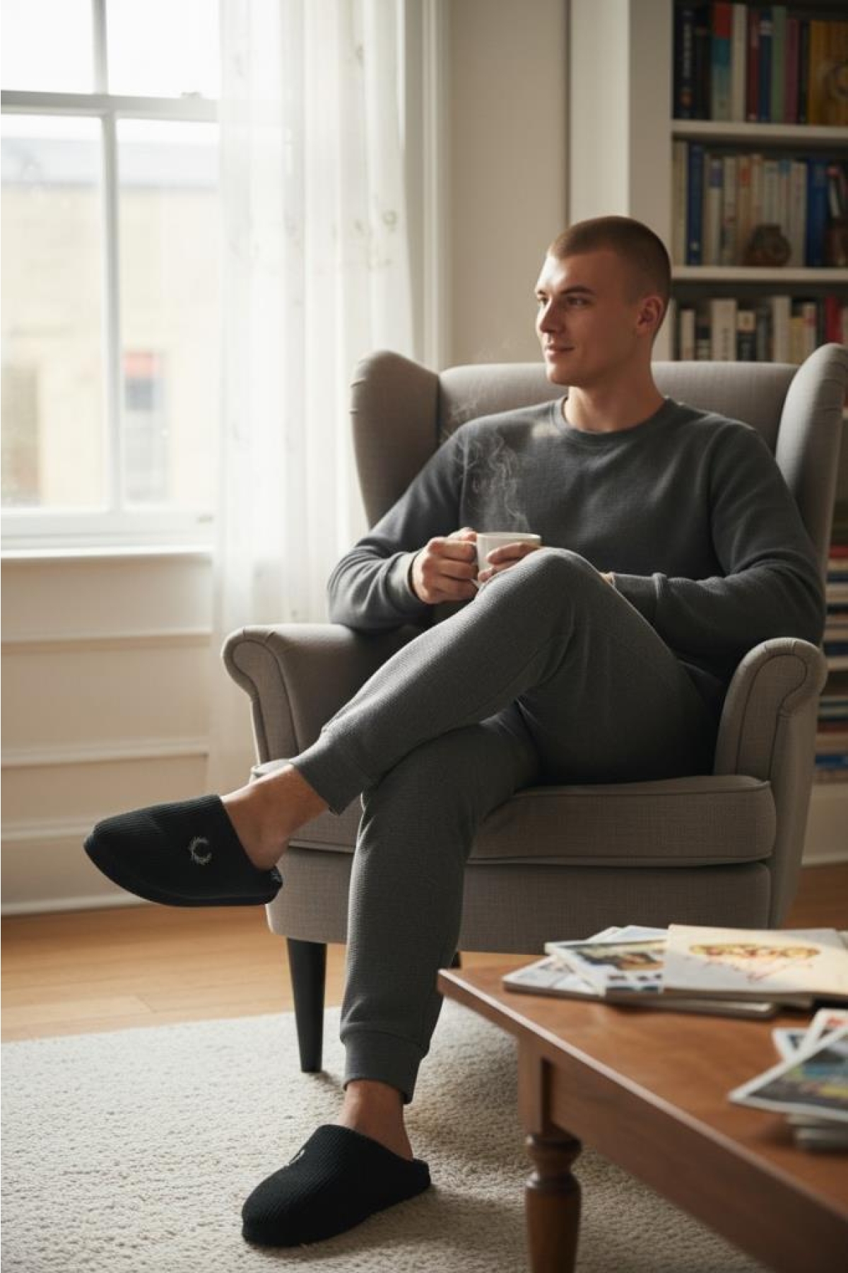 Erkek Ev Terliği Ses Yapmayan Yumuşak Rahat Taban İçi Yünlü Terlik - Görsel 6