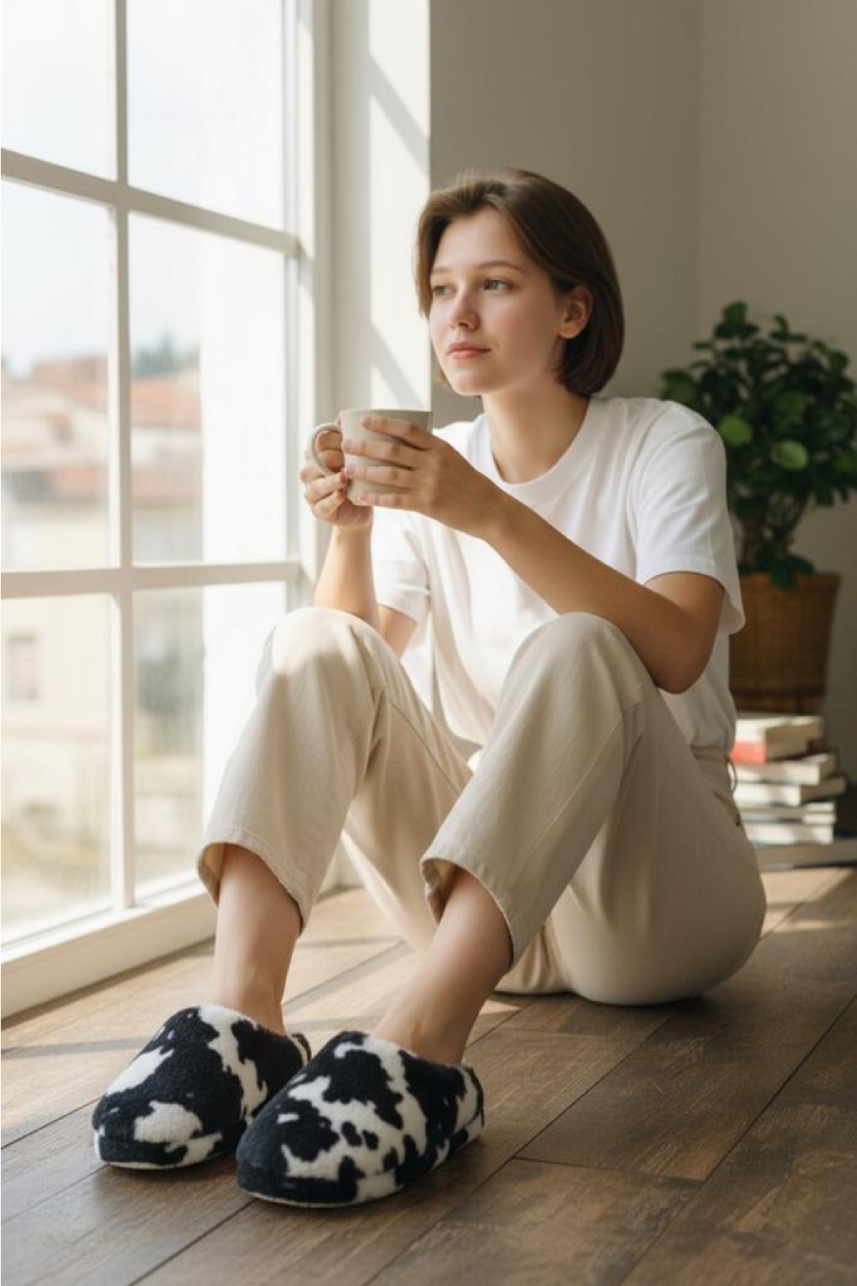 Kadın Tüylü Pofuduk Ev Terliği Ses Yapmayan Yumuşak Rahat Kauçuk Taban İçi Yünlü Kışlık Terlik - Görsel 2