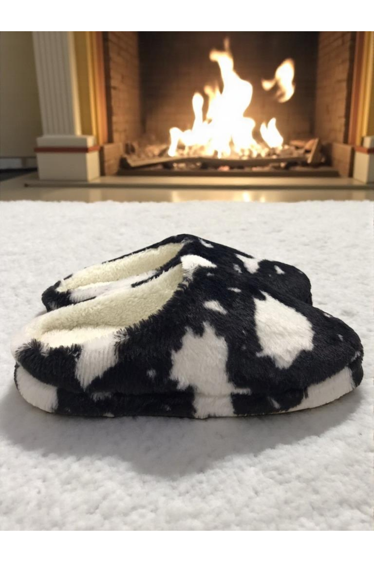 Kadın Tüylü Pofuduk Ev Terliği Ses Yapmayan Yumuşak Rahat Kauçuk Taban İçi Yünlü Kışlık Terlik - Görsel 4