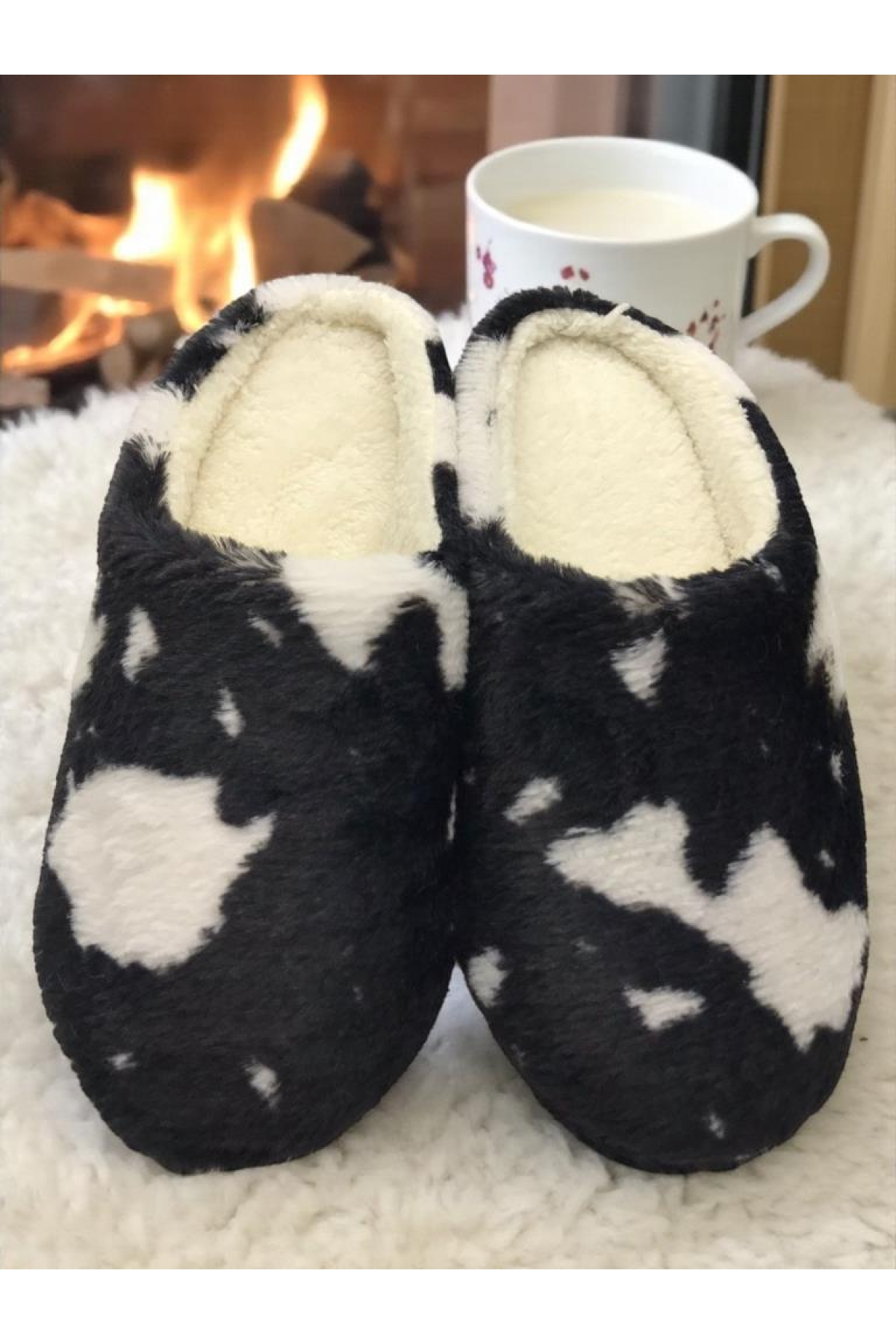 Kadın Tüylü Pofuduk Ev Terliği Ses Yapmayan Yumuşak Rahat Kauçuk Taban İçi Yünlü Kışlık Terlik - Görsel 6