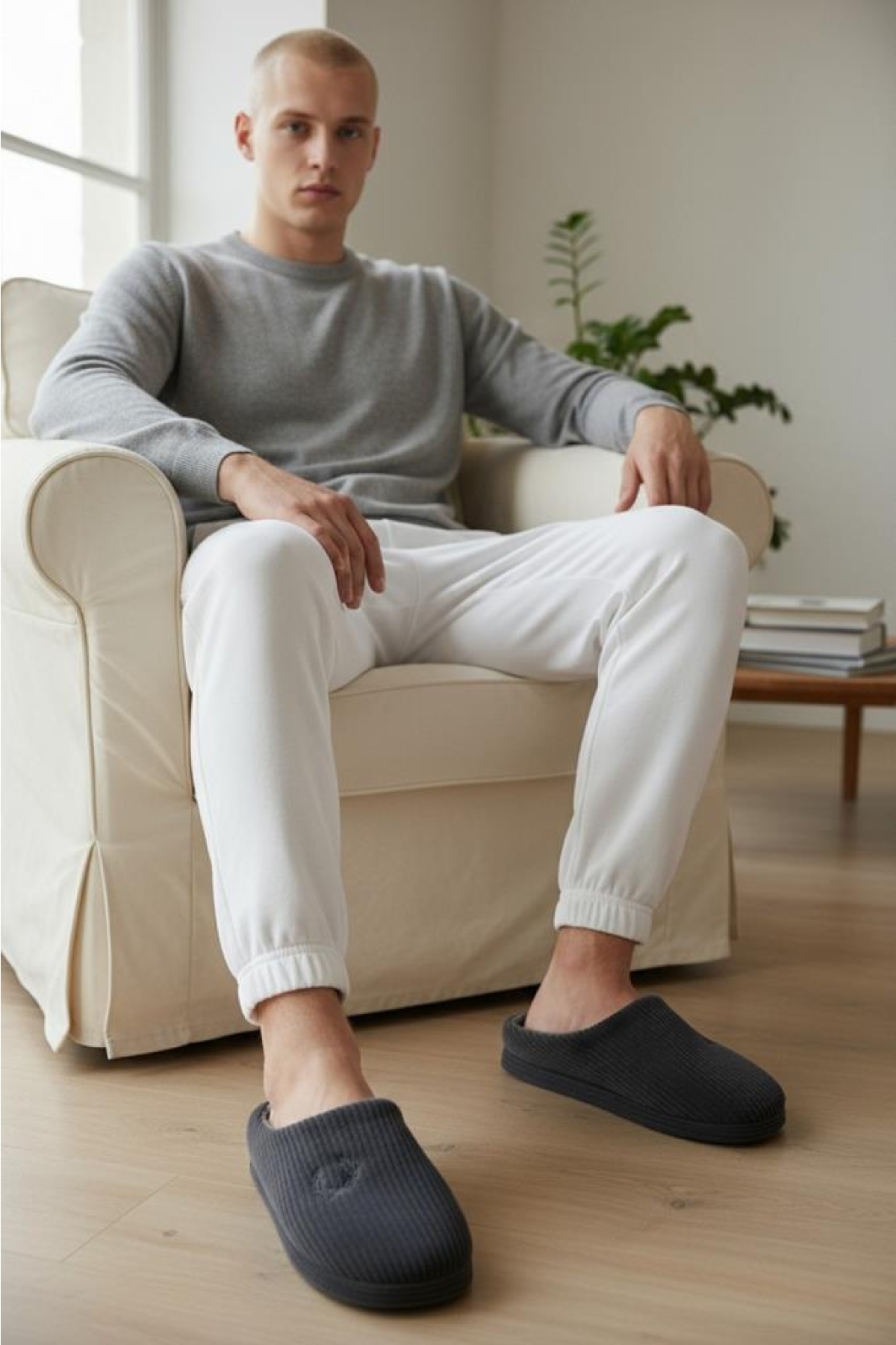 Erkek Ev Terliği Ses Yapmayan Yumuşak Rahat Taban İçi Yünlü Terlik - Görsel 2