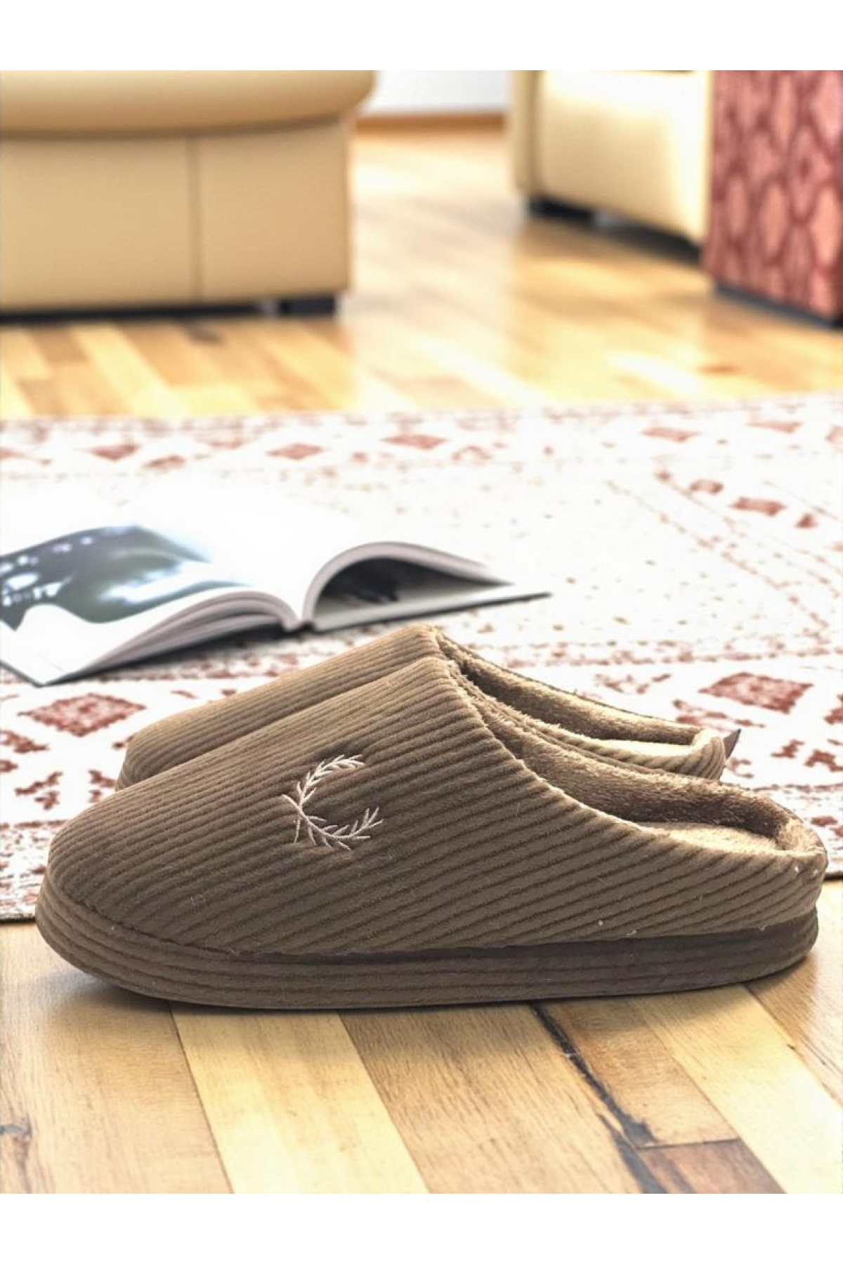 Erkek Ev Terliği Ses Yapmayan Yumuşak Rahat Taban İçi Yünlü Terlik - Görsel 4