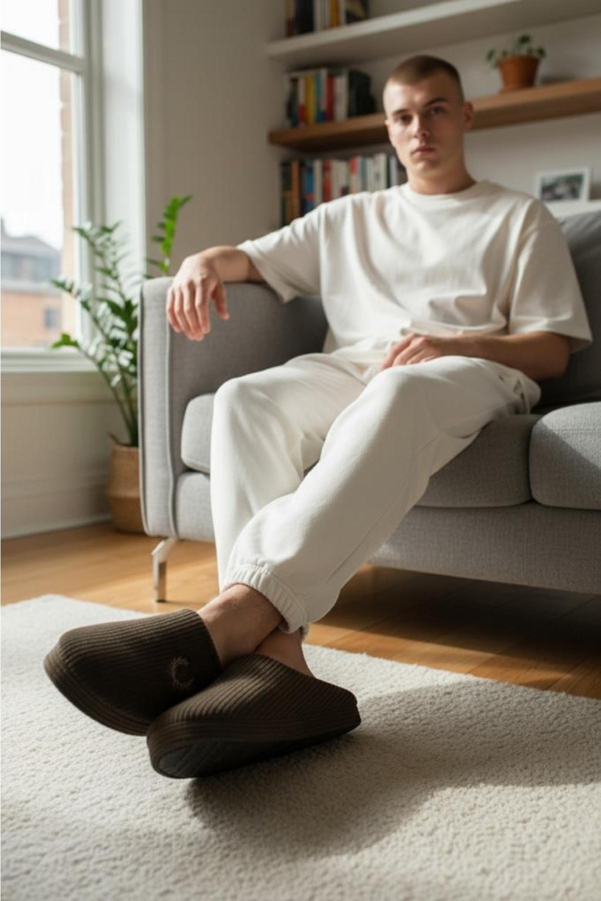 Erkek Ev Terliği Ses Yapmayan Yumuşak Rahat Taban İçi Yünlü Terlik - Görsel 6