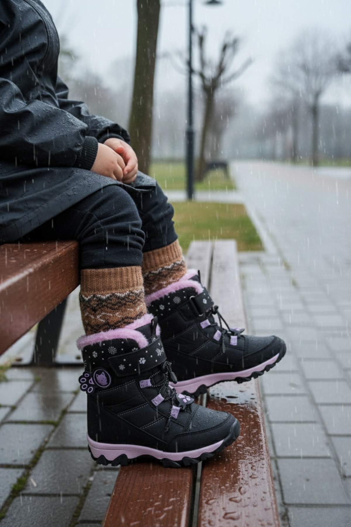 TİGGER İçi Kürklü Bağcıklı ve Cırtlı Kız Çocuk Bot - Görsel 5