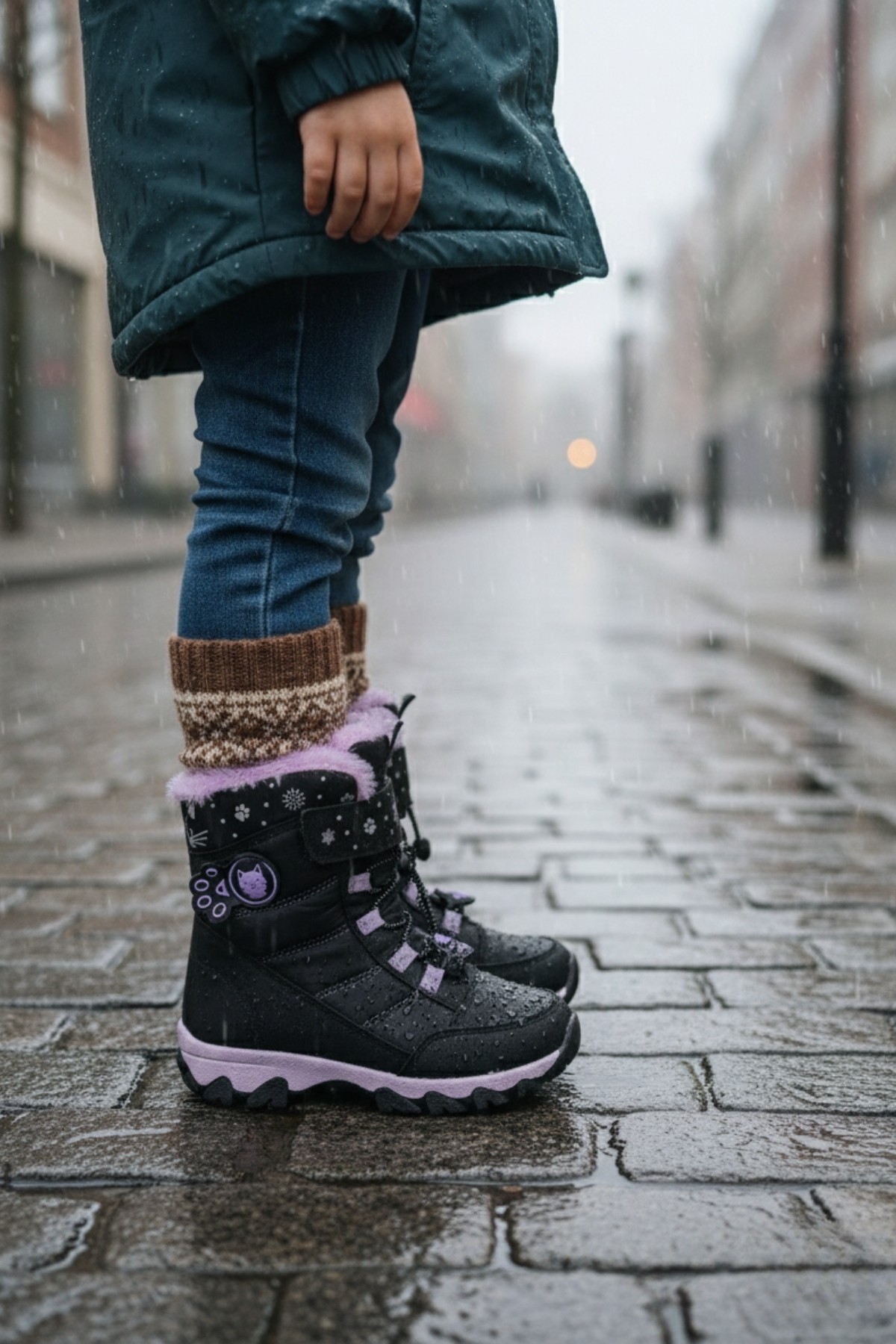 TİGGER İçi Kürklü Bağcıklı ve Cırtlı Kız Çocuk Bot - Görsel 6