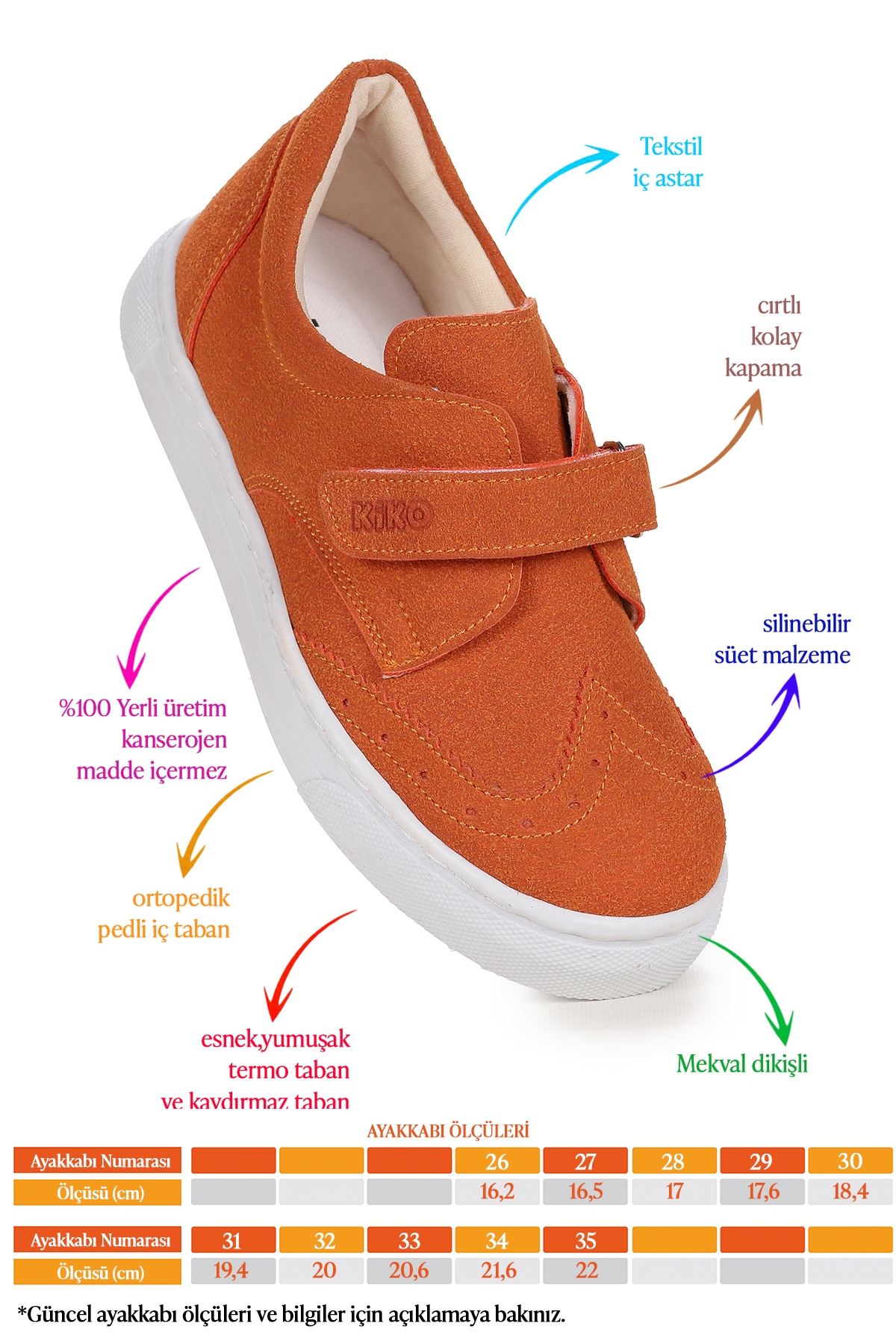 Richie Cırtlı Günlük Erkek Çocuk Casual Ayakkabı Turuncu - Görsel 3