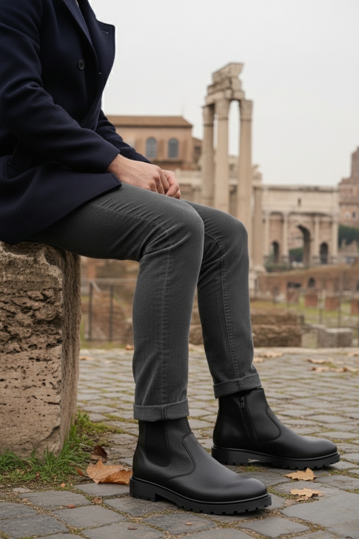 KELVİN Garantili Erkek Kışlık Kürklü Fermuarlı Chelsea Bot - Görsel 2