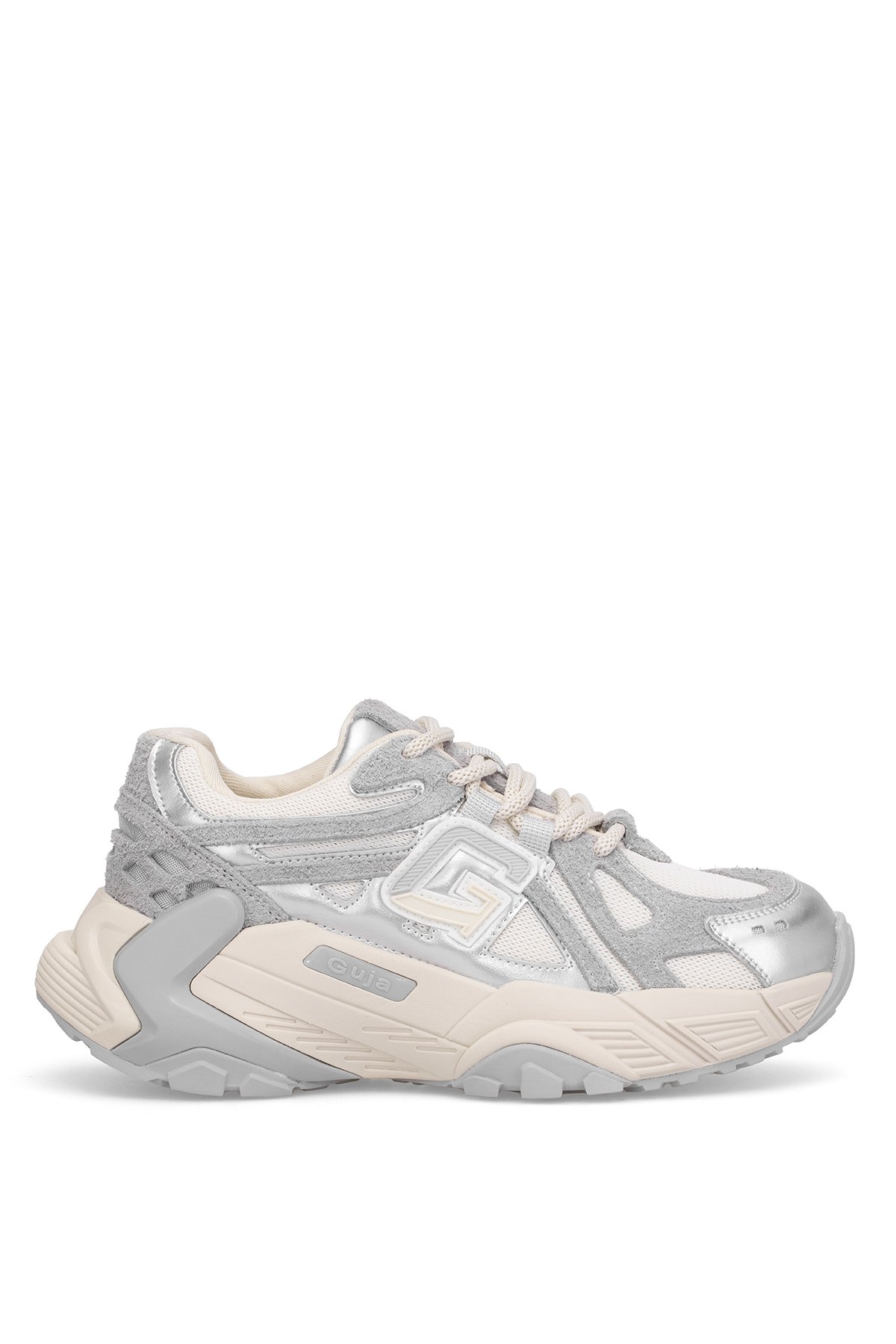 25K366 Kadın Hakiki Deri Klasik Sneaker Gri - Görsel 2