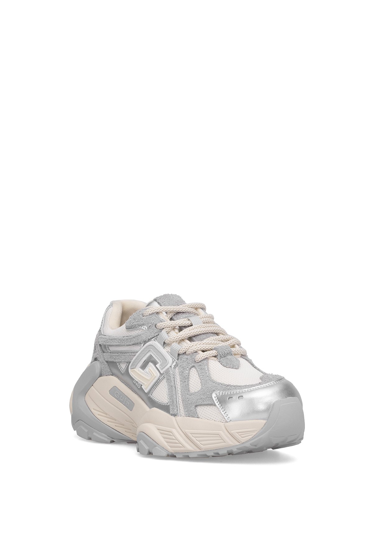 25K366 Kadın Hakiki Deri Klasik Sneaker Gri - Görsel 3