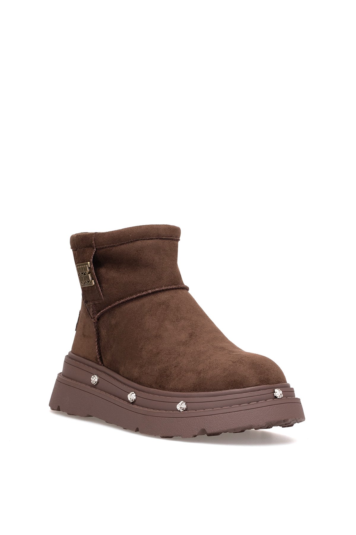 25K435 Kadın Hakiki Deri Düz Bot Kahverengi - Görsel 3