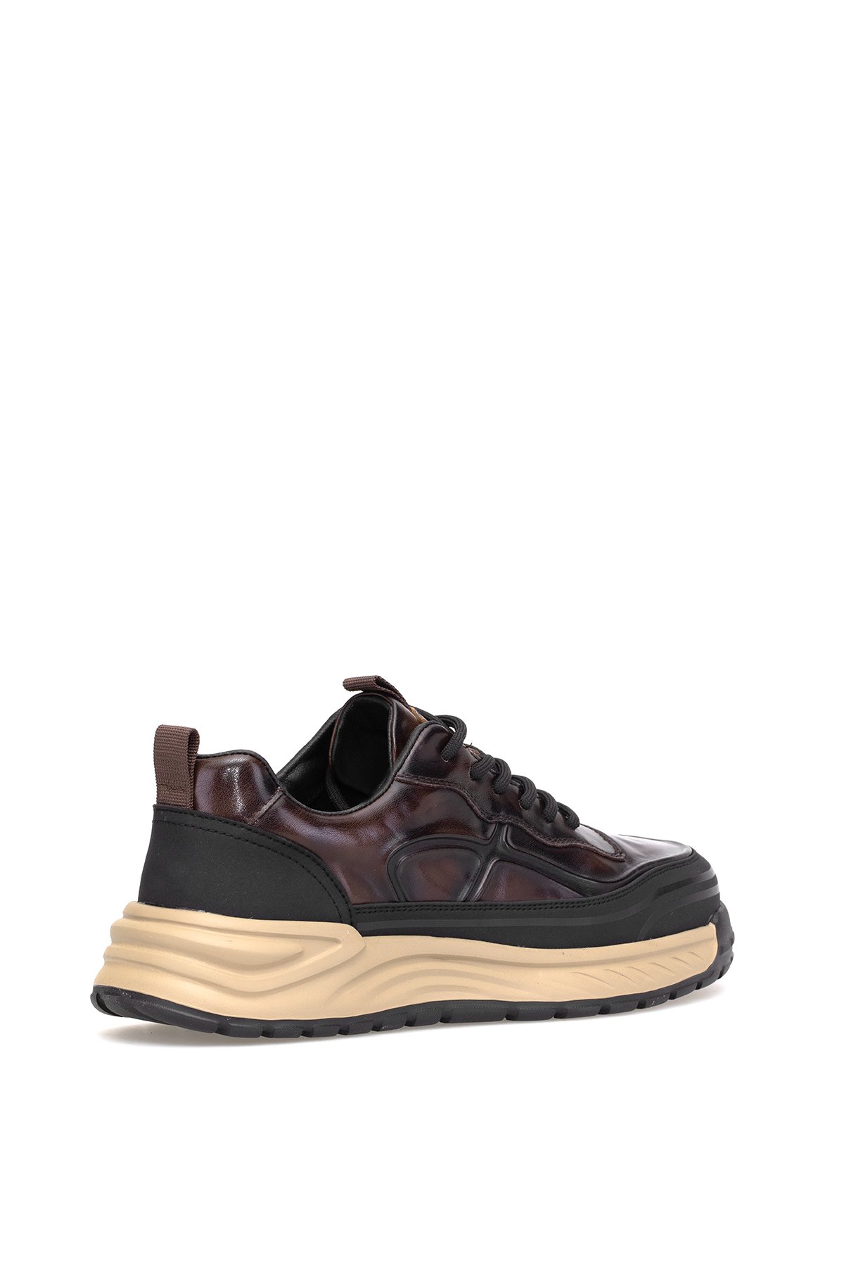 25K570-1 Erkek Hakiki Deri Klasik Sneaker Kahverengi - Görsel 5