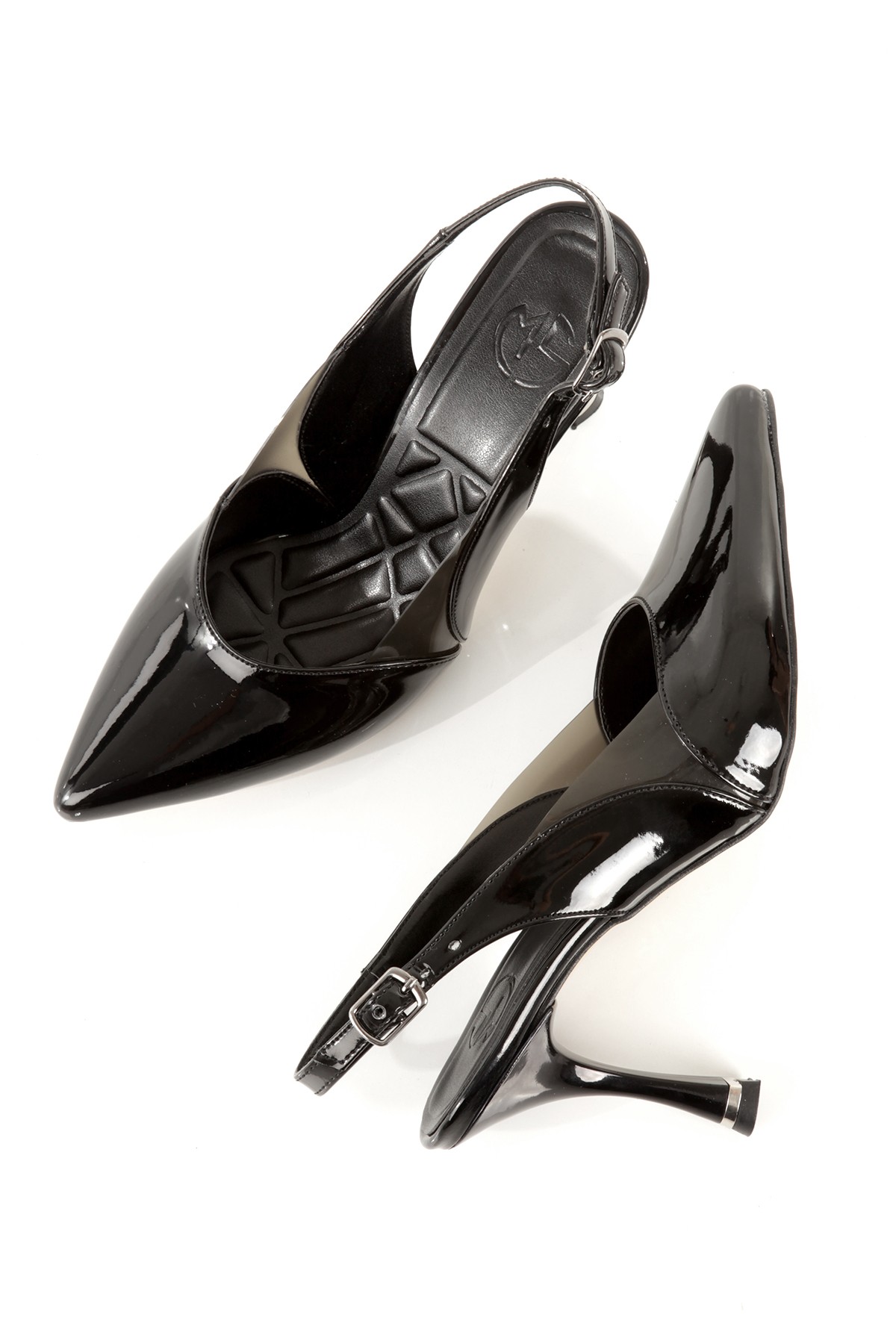 Suel Siyah Rugan Şeffaf Dekolteli Stiletto İnce Topuklu Abiye Ayakkabı - Görsel 2