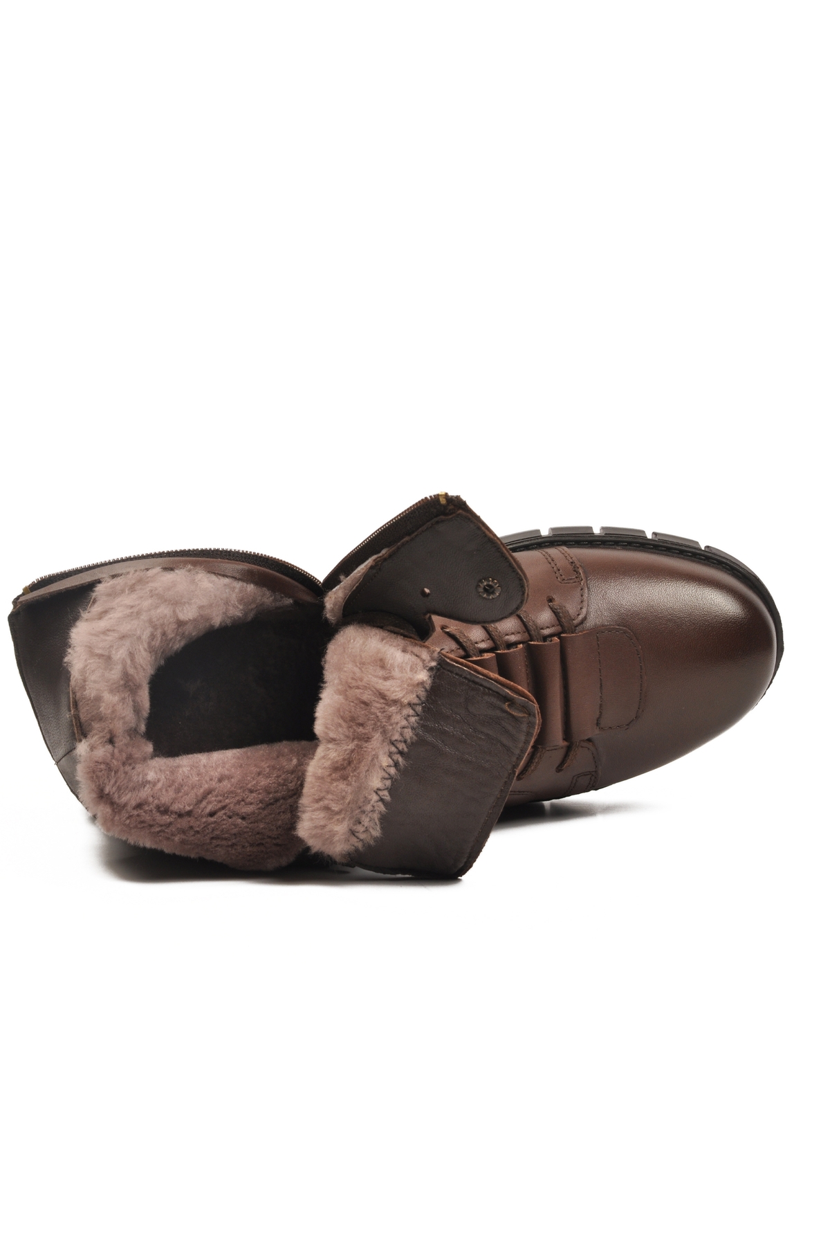 Kahve Deri Kürkü Soğuğa Dirençli Kaymaz Erkek Bot 2K8518 M - Görsel 5