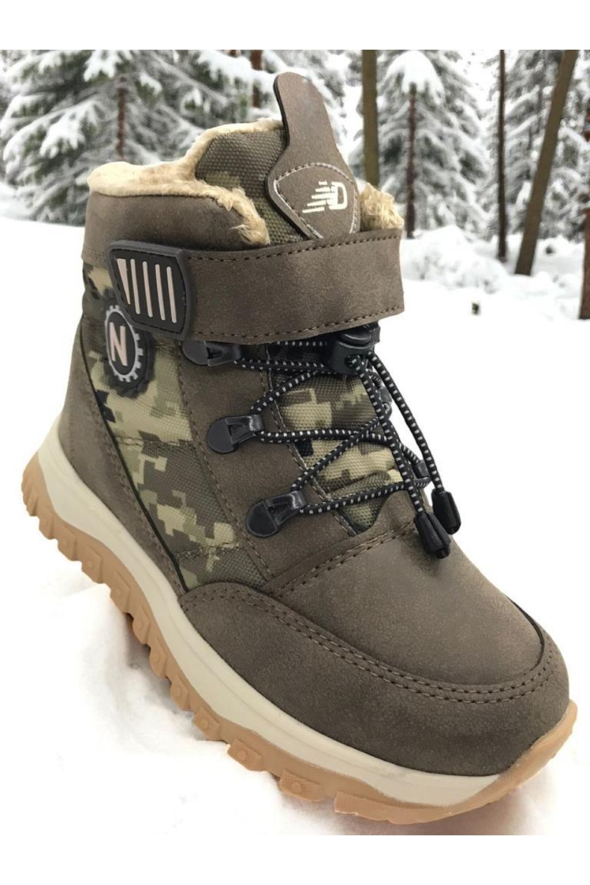 Erkek Çocuk Suya Soğuk Havaya Dayanıklı Cırtlı İçi Kürklü Siyah Kar Botu - Görsel 2