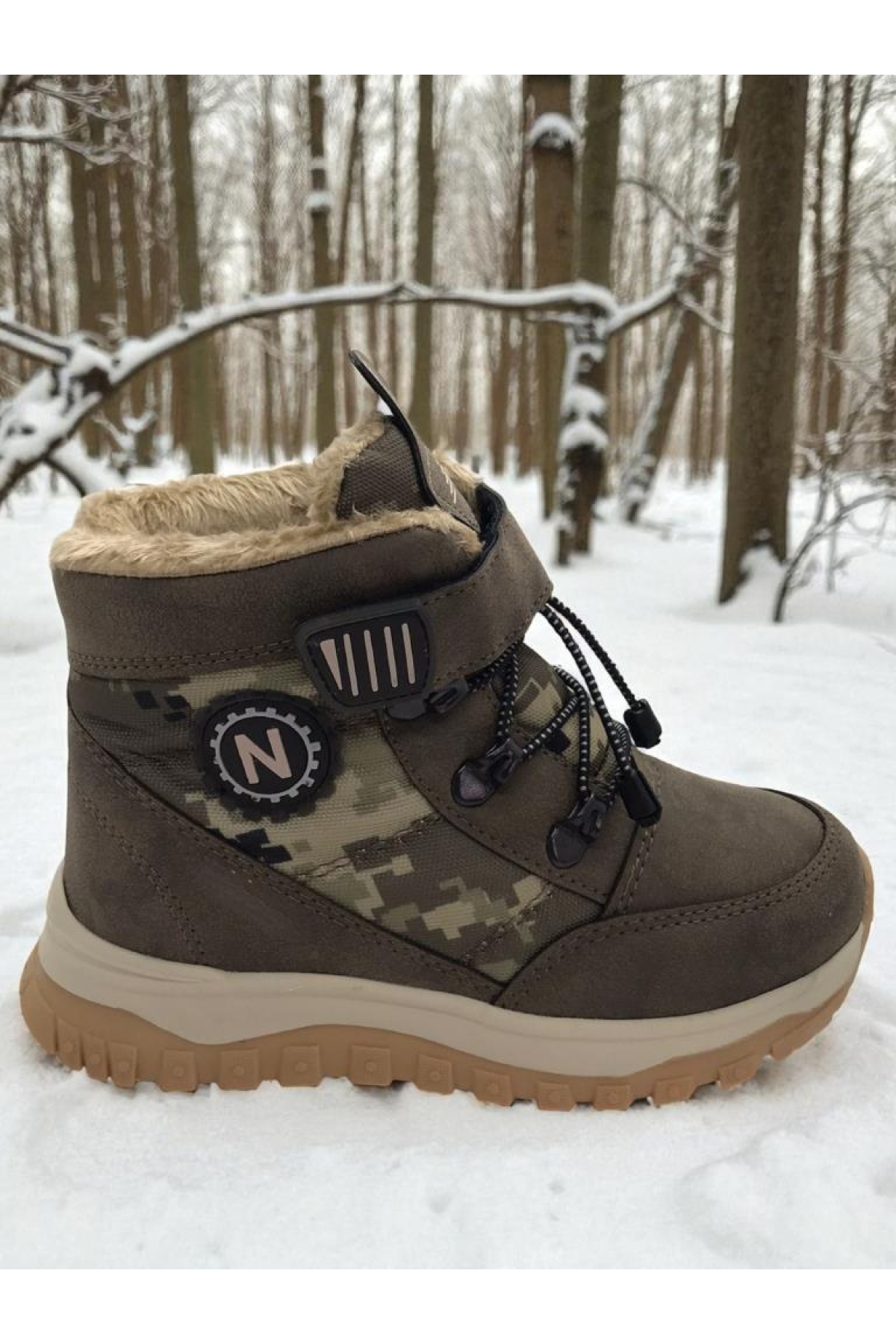 Erkek Çocuk Suya Soğuk Havaya Dayanıklı Cırtlı İçi Kürklü Siyah Kar Botu - Görsel 3