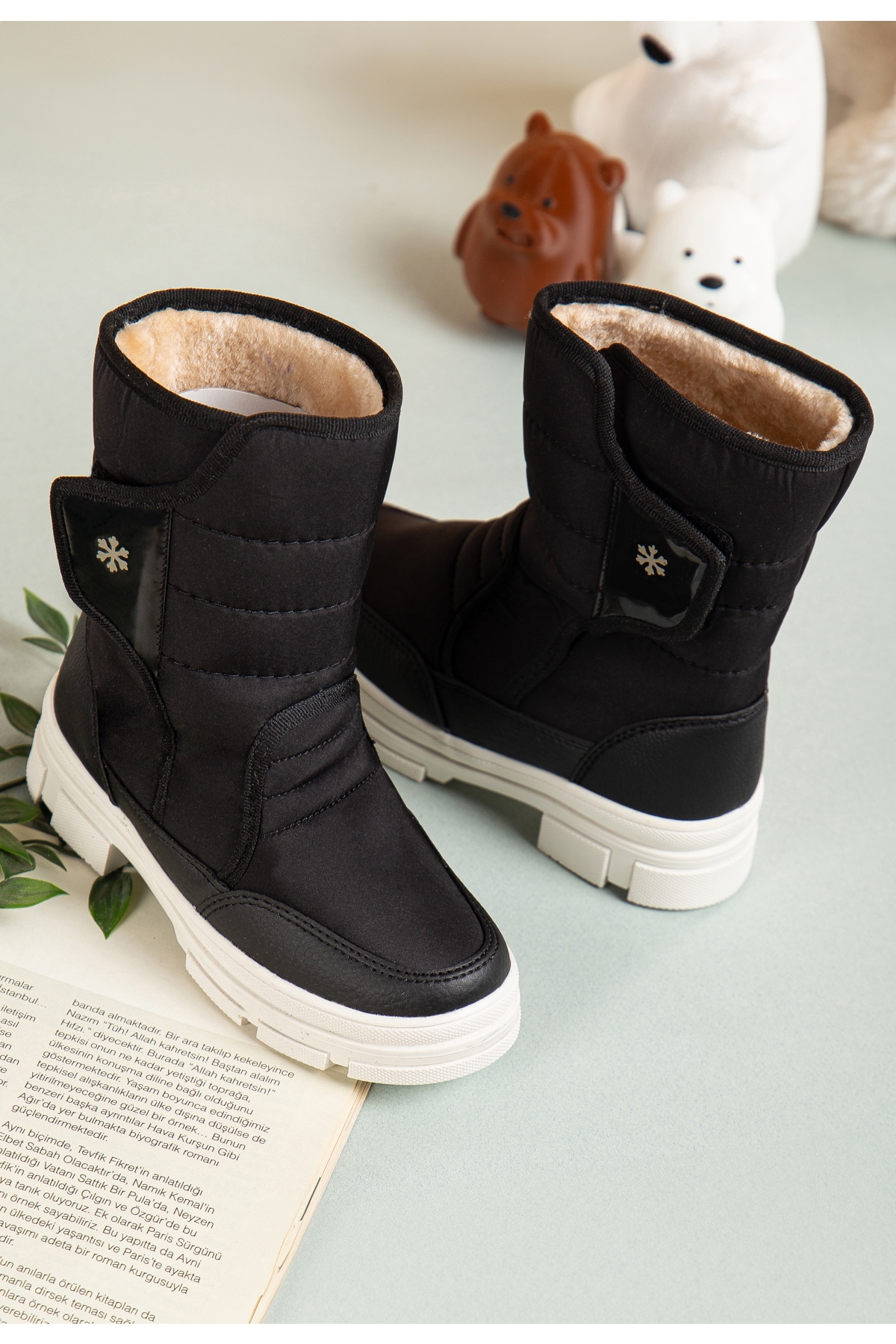 Lady Termal Kürklü Bantlı Soğuk Dayanıklı Kadın Bot Çizme Kar Botu - Görsel 2