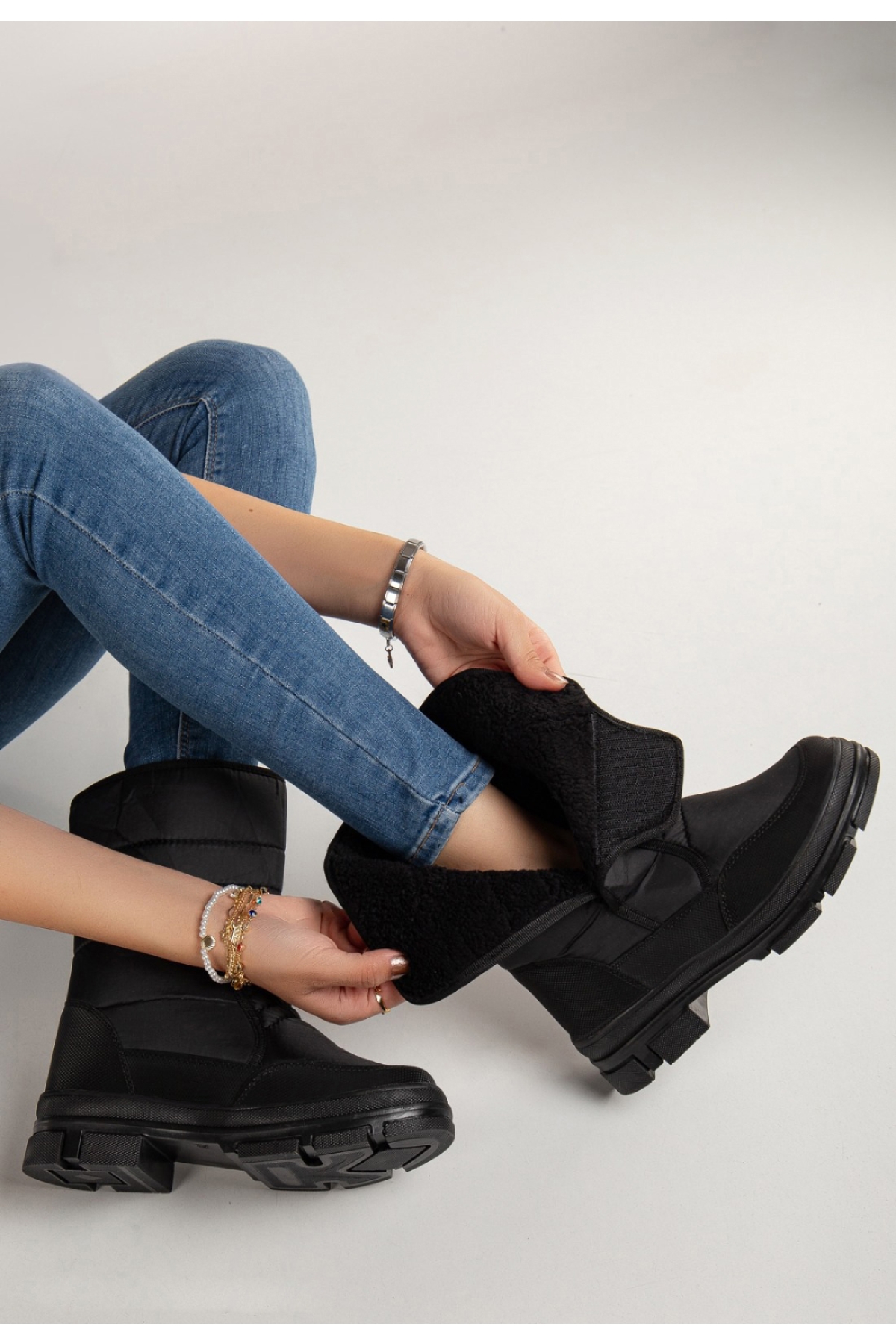 Lady Termal Kürklü Bantlı Soğuk Dayanıklı Kadın Bot Çizme Kar Botu - Görsel 3