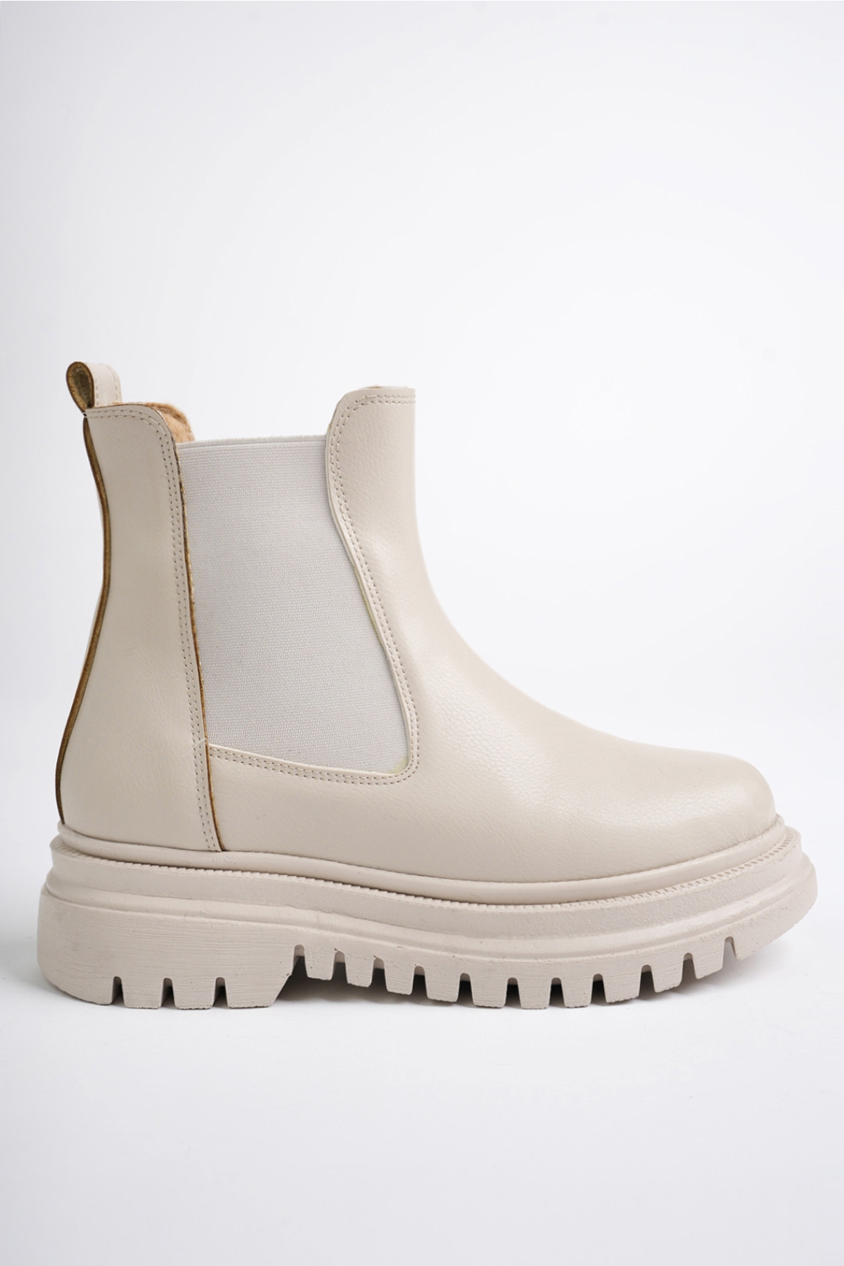 Su Geçirmez İçi Kürklü Yüksek Taban Yanlar Lastikli Çok Hafif Taban Garantili Kı Bej - Görsel 5