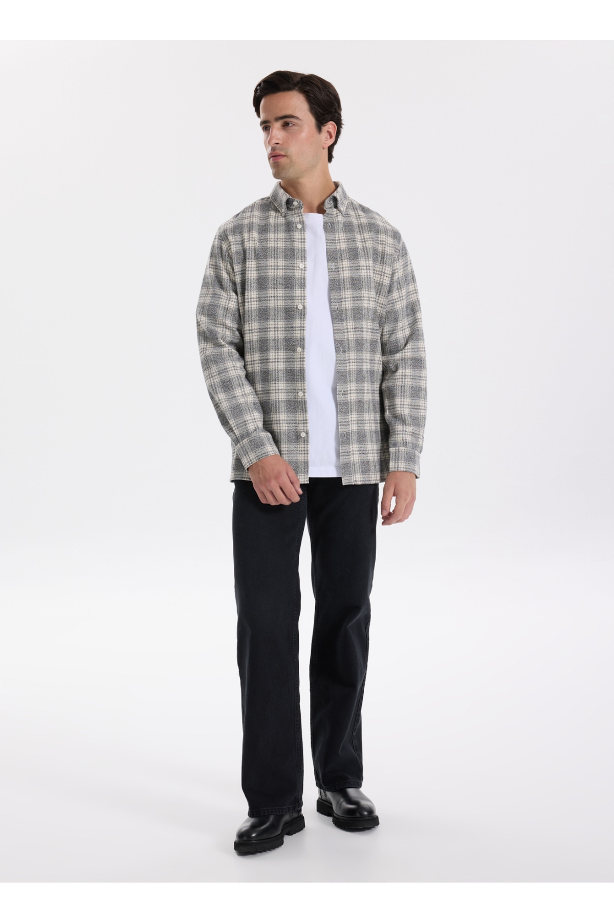 Fabrika Yüksek Bel Geniş Paça Straight Siyah Kadın Denim Pantolon F5WL-PNT0189
