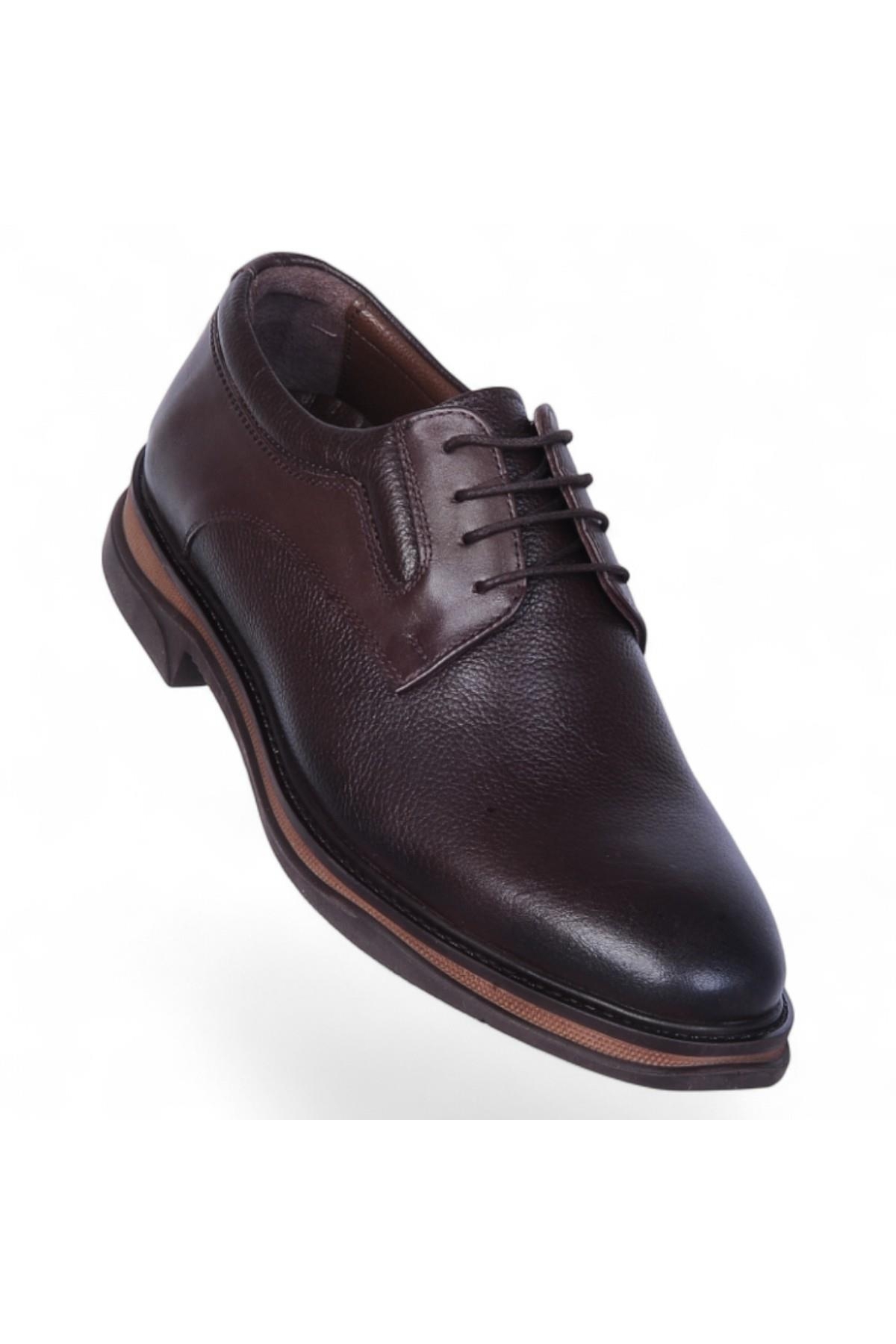 1951 Kahve Kauçuk %100 Deri Erkek Klasik Ayakkabı - Görsel 3